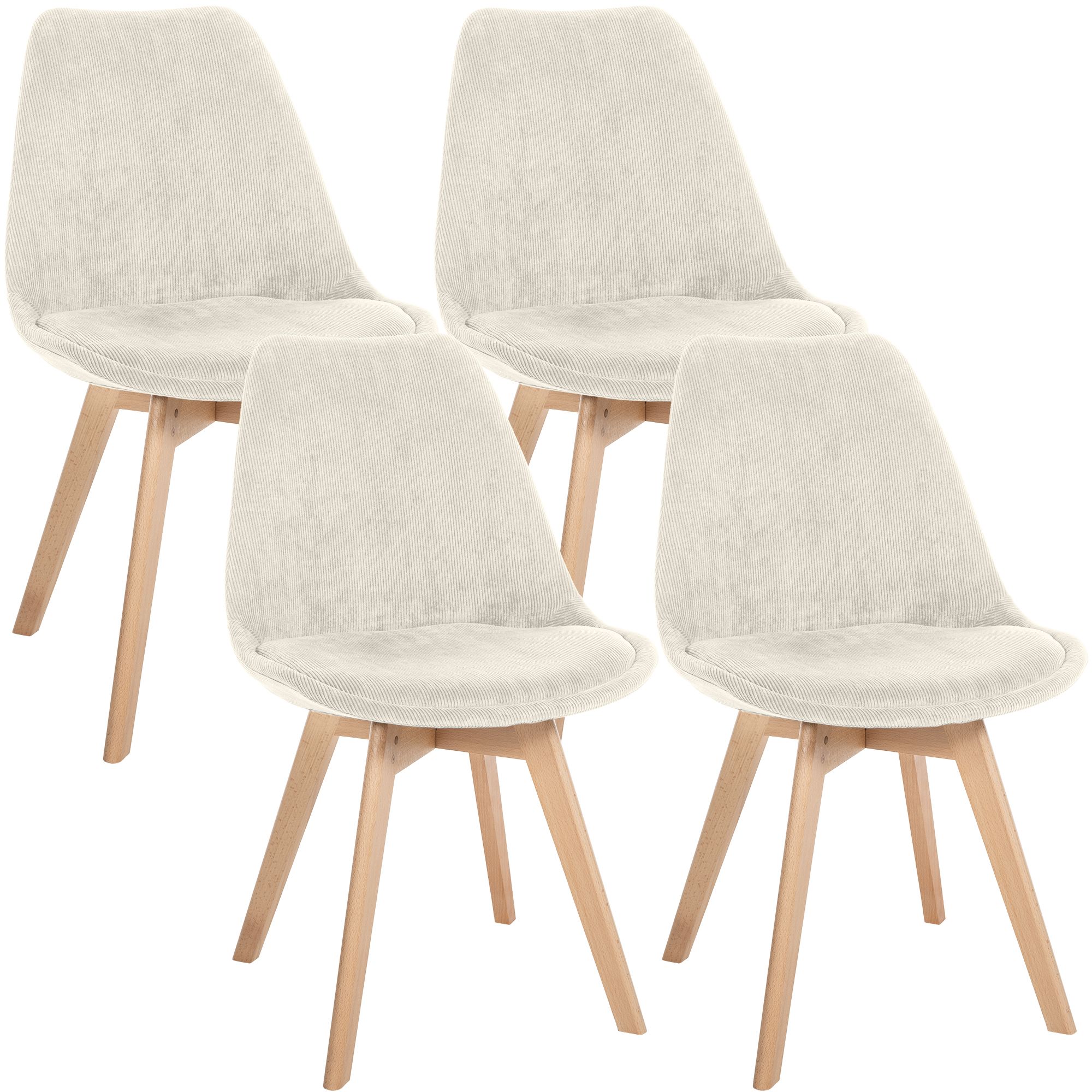 4er Set Stuhl Linares Cord, beige