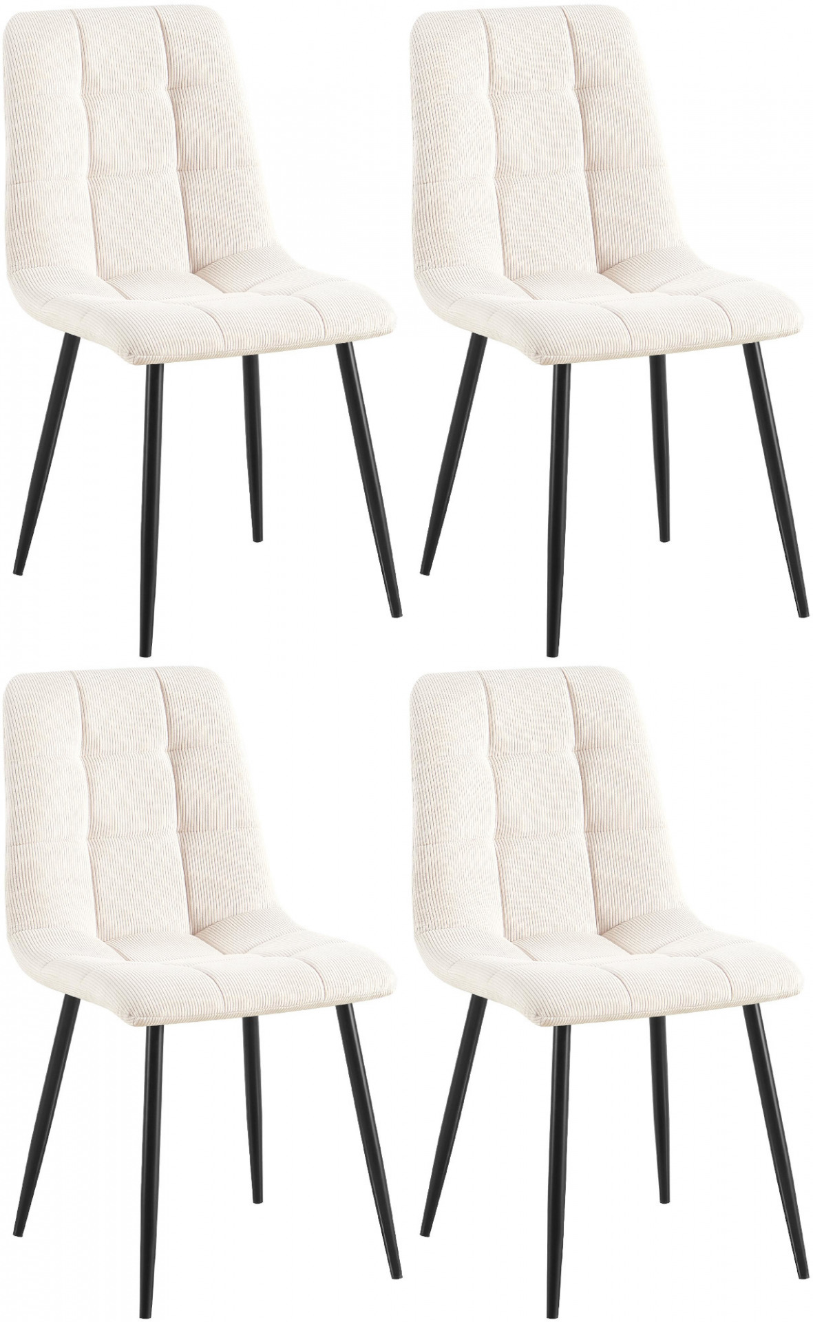 4er Set Esszimmerstuhl Tilde Cord, creme