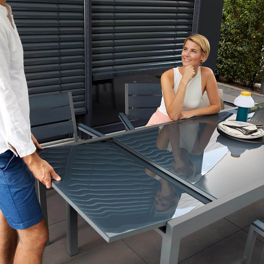 Garten-Sitzgruppe ausziehbar SOL MADERA - 180/240 x 90 cm 8 Stühle