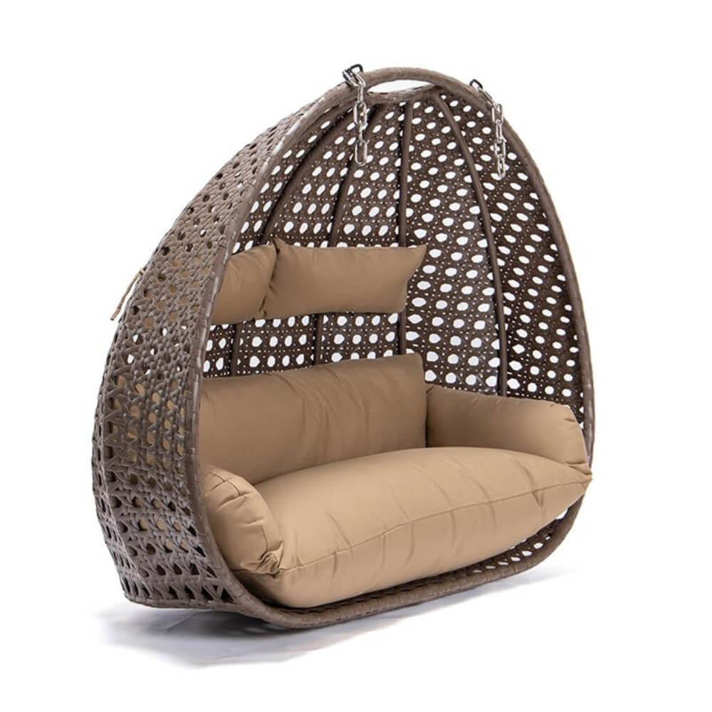 Polyrattan Hängesessel nur Korb und Kissen TWIN - Braun