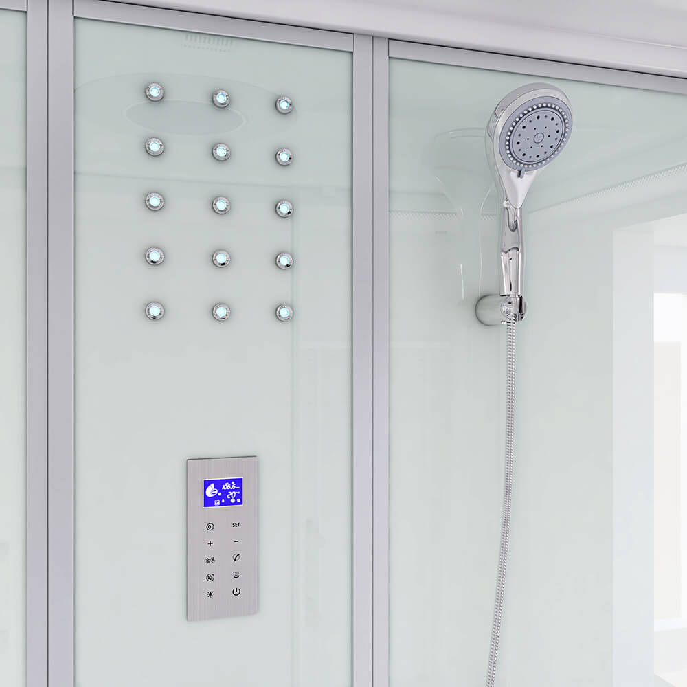 Dampfdusche mit Whirlpoolfunktion und LED-Beleuchtung DIAMOND - 170 x 90 cm Weiß