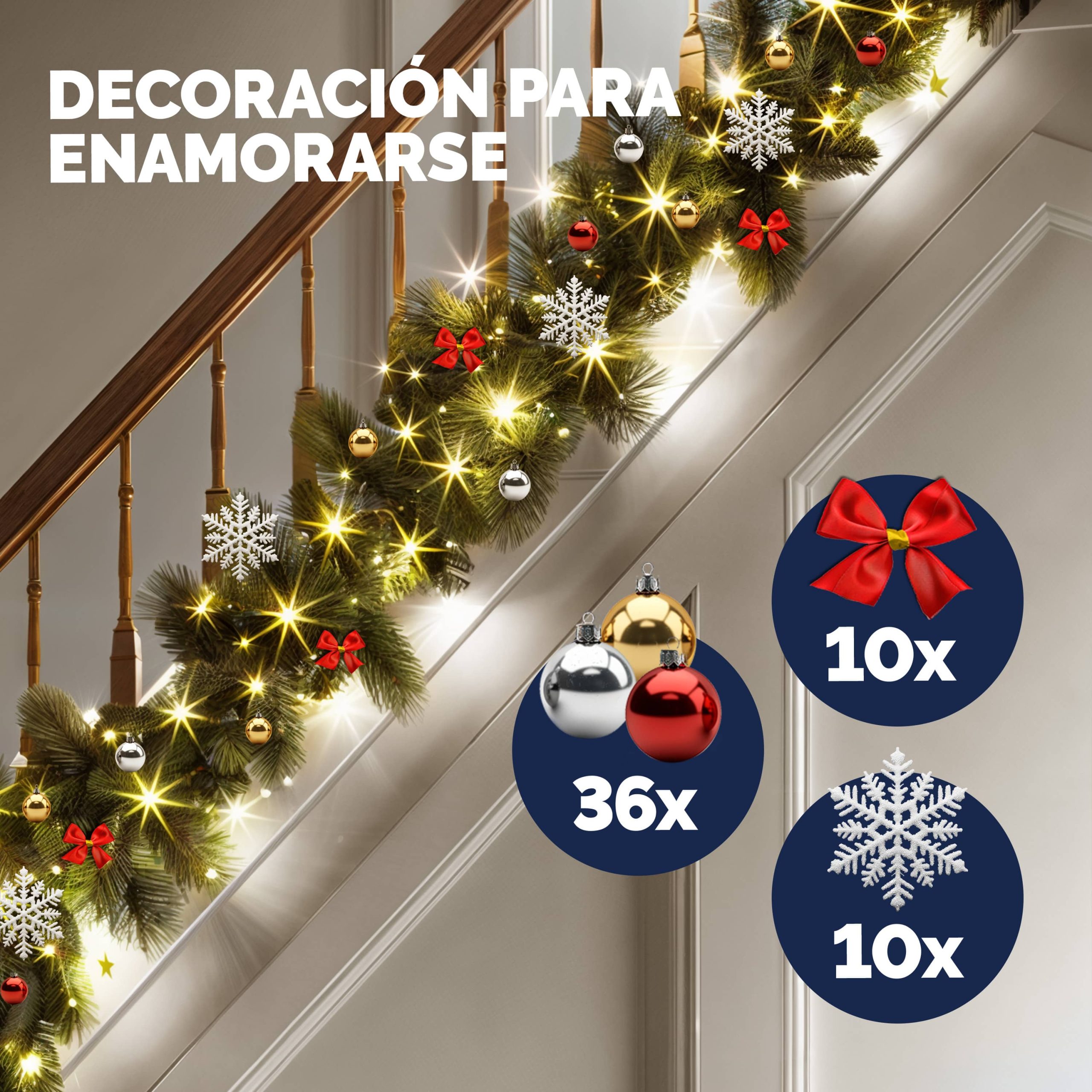 Weihnachtsgirlande 5m 2er-Set geschmückt inkl Fernbedienung