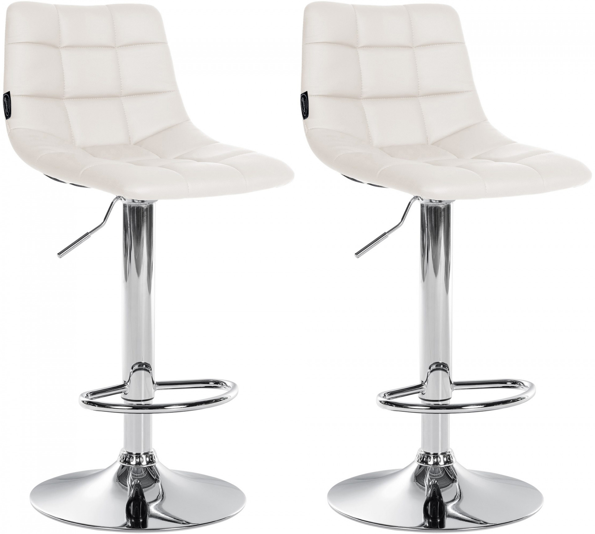 2er Set Barhocker Jerry Kunstleder chrom, weiß