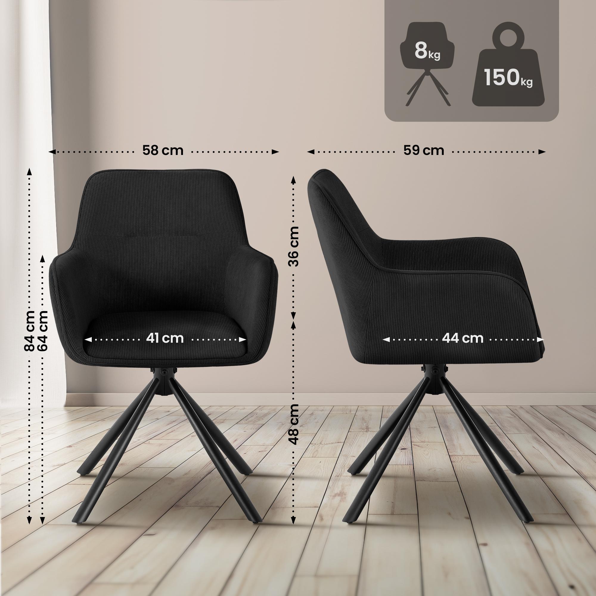 Stuhl Tipton Cord, schwarz