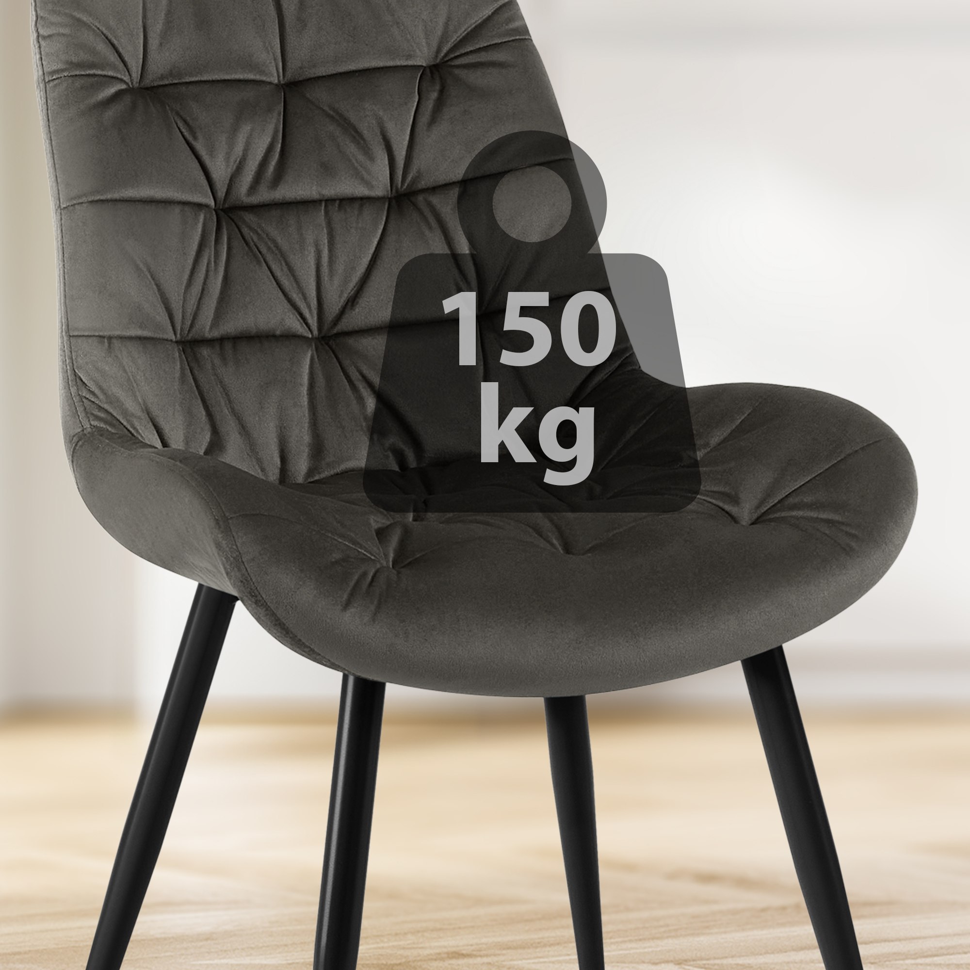 2er Set Esszimmerstuhl Rossford, anthrazit