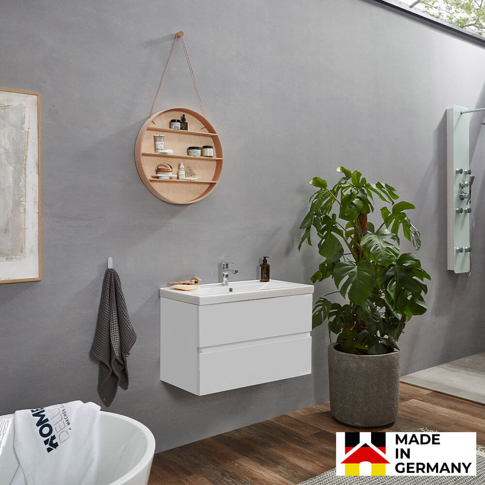 Badmöbel Komplettset WANGEROOGE BIG DELUXE S - Weiß Made in Germany