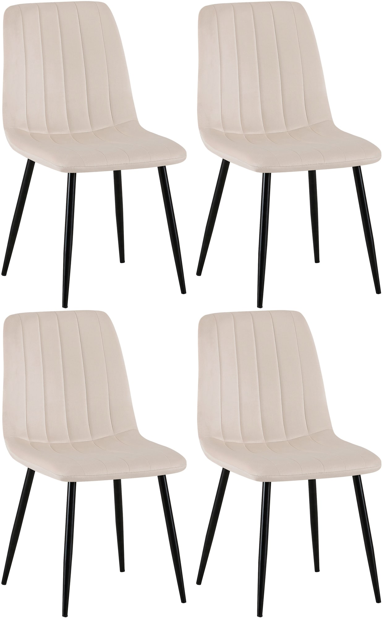 4er Set Stühle Dijon Samt, creme