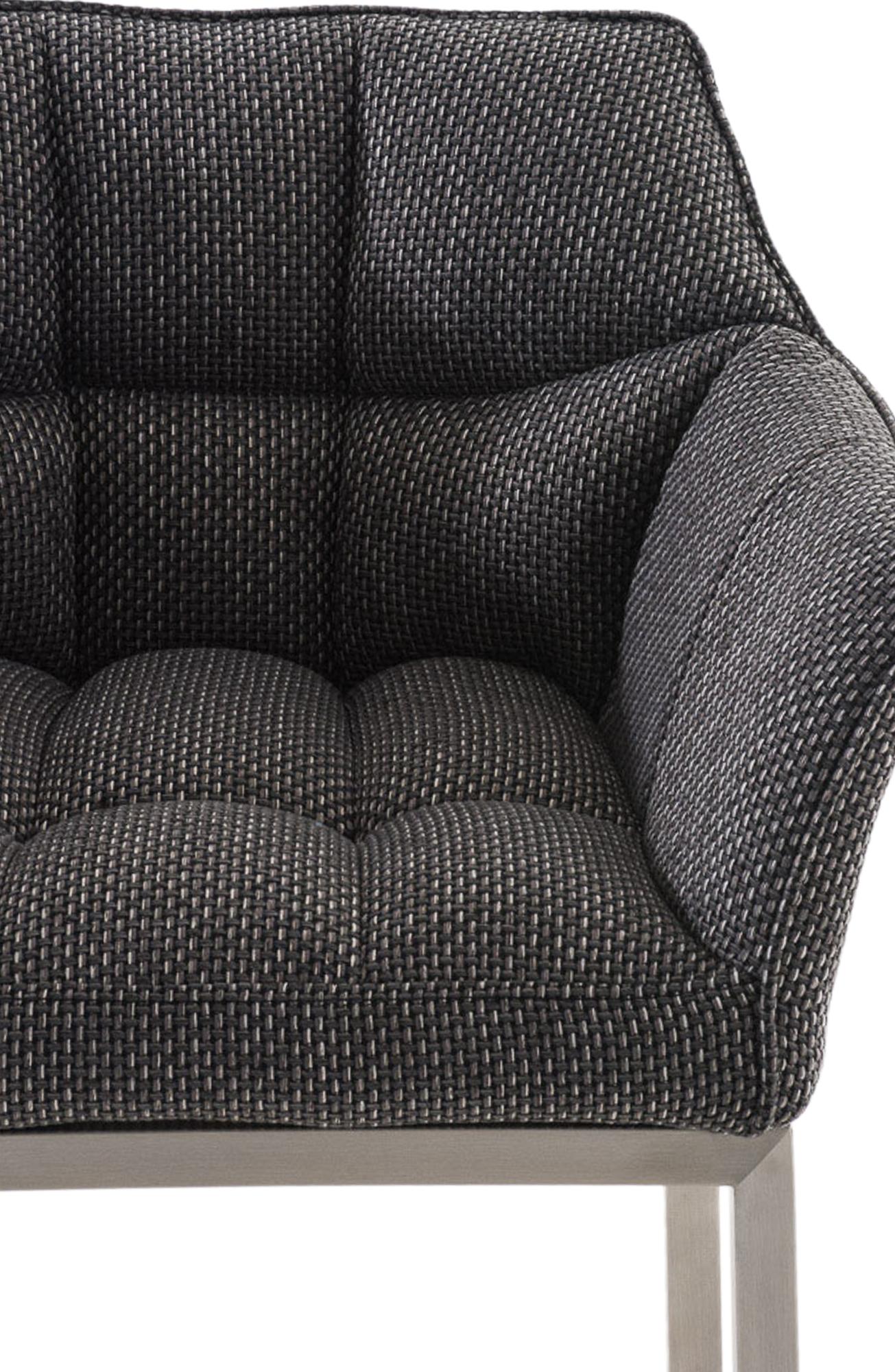 Barhocker Damaso E Stoff mit 4-Fuß Gestell, titangrau
