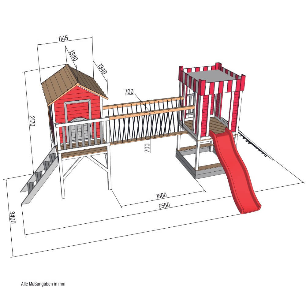 Spielpark inkl. Rutsche WUNDERLAND - 555 x 340 cm