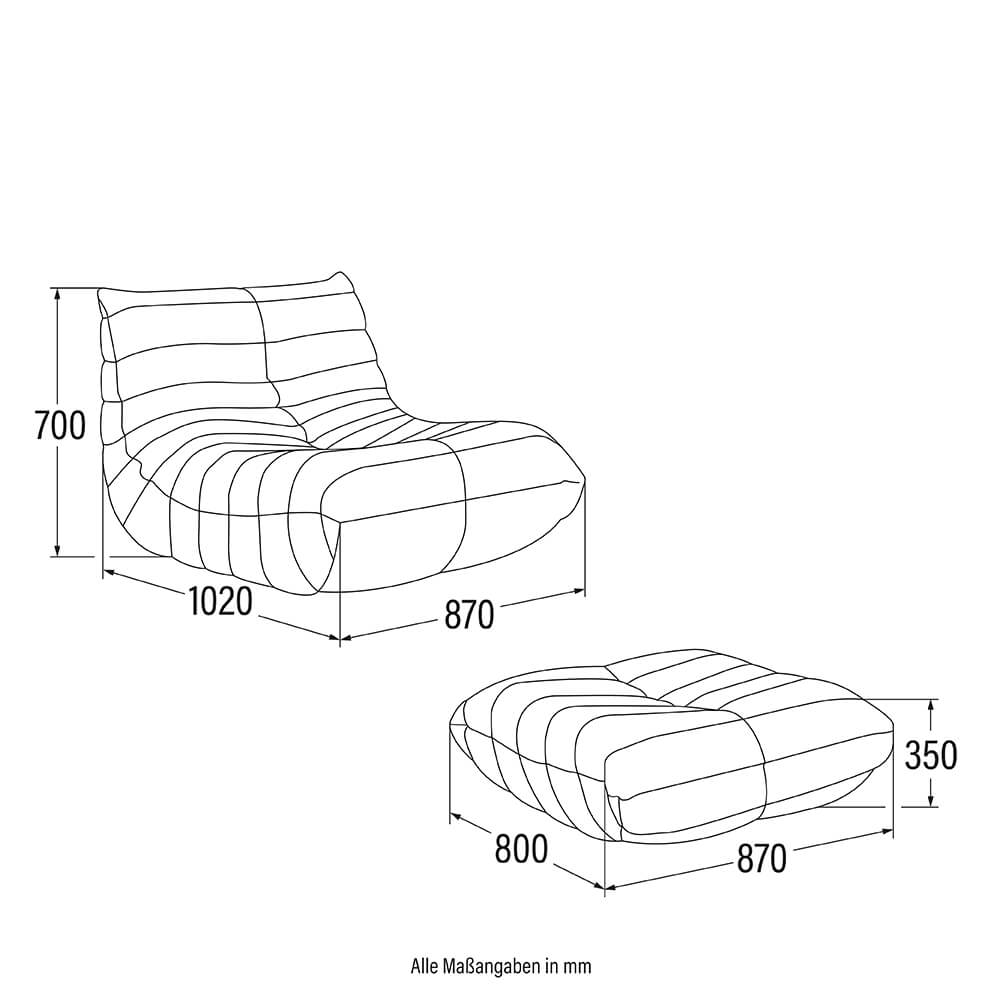 Relaxsessel mit Hocker CHILL - Anthrazit