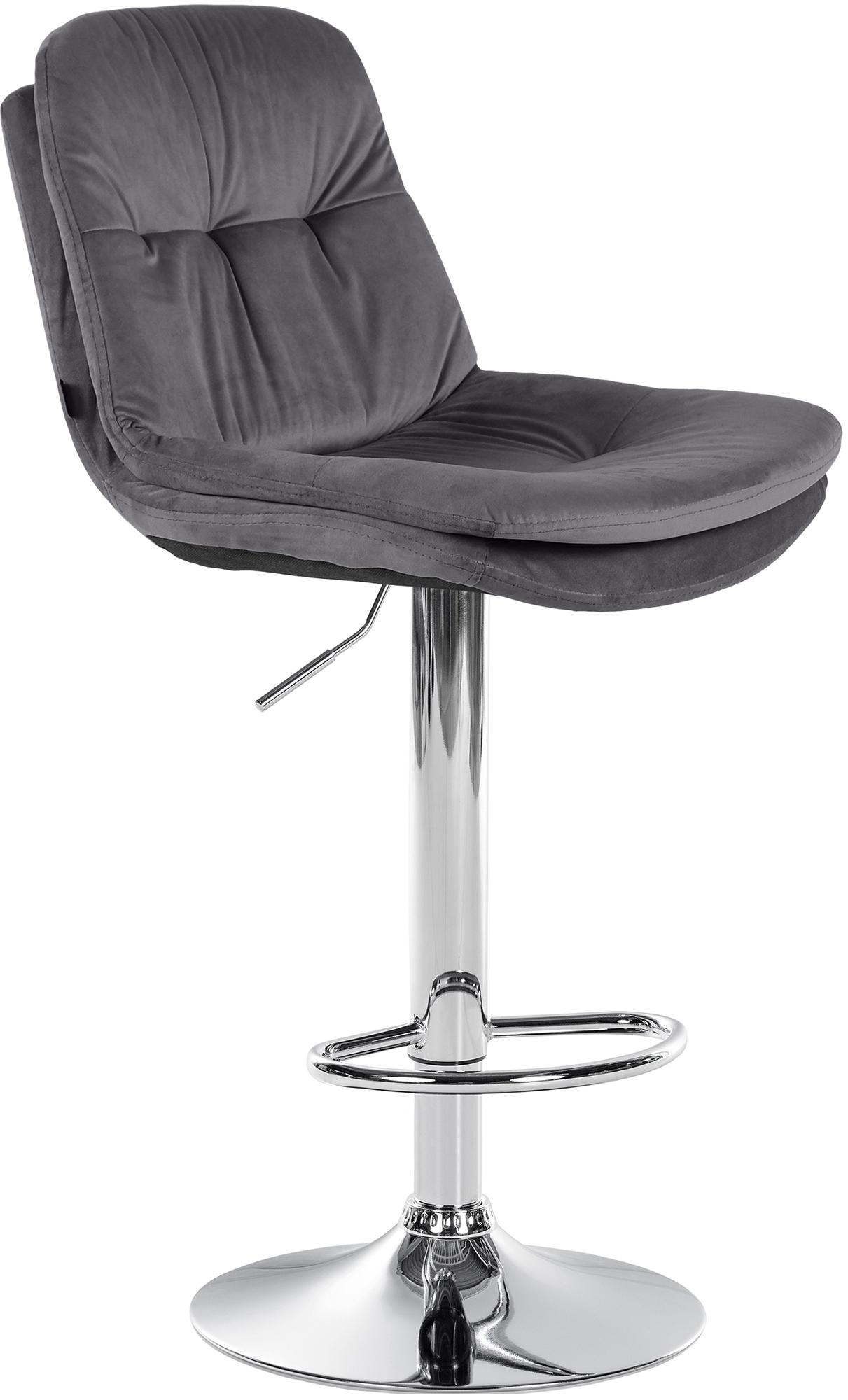 Barhocker Laurel Samt chrom, dunkelgrau