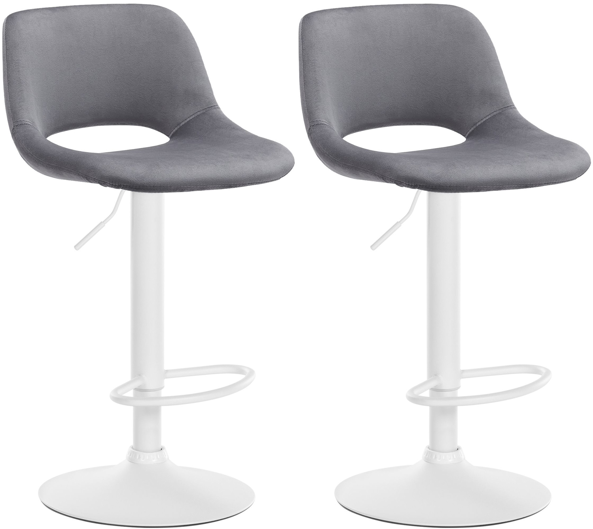 2er Set Barhocker Camden Samt weiß, dunkelgrau
