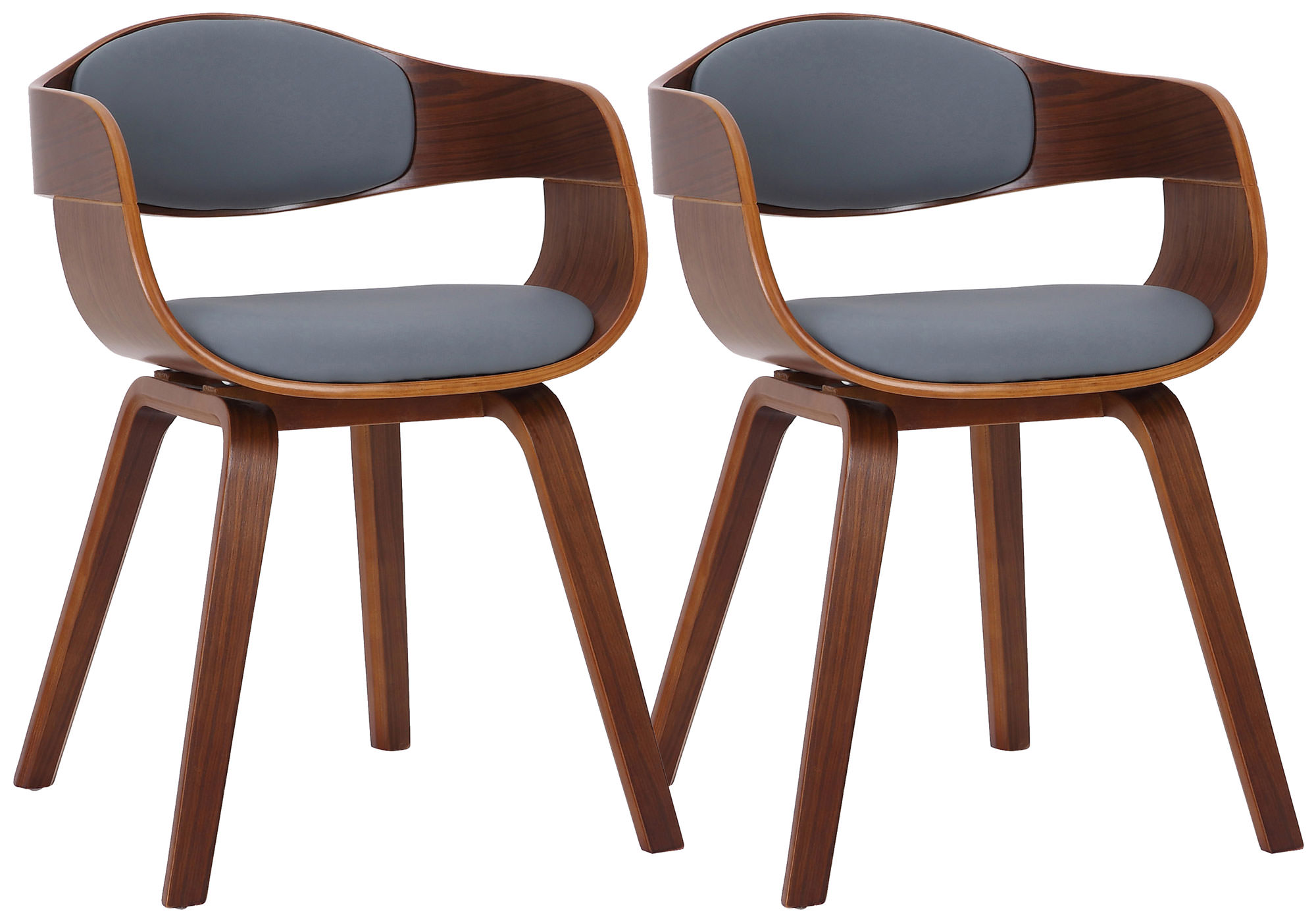 2er Set Stühle Kingston Kunstleder, walnuss/grau