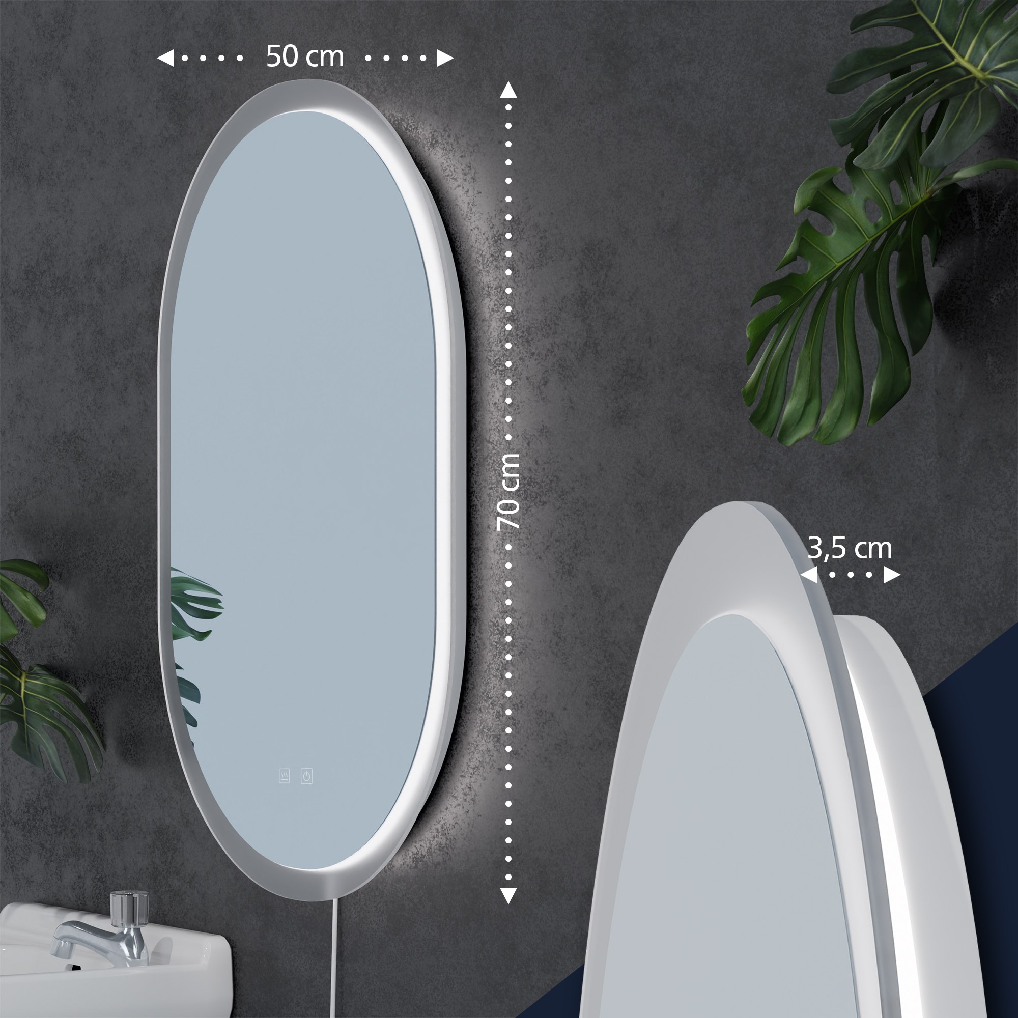 Badspiegel Karishma 70x50 ohne Bluetooth, klarglas