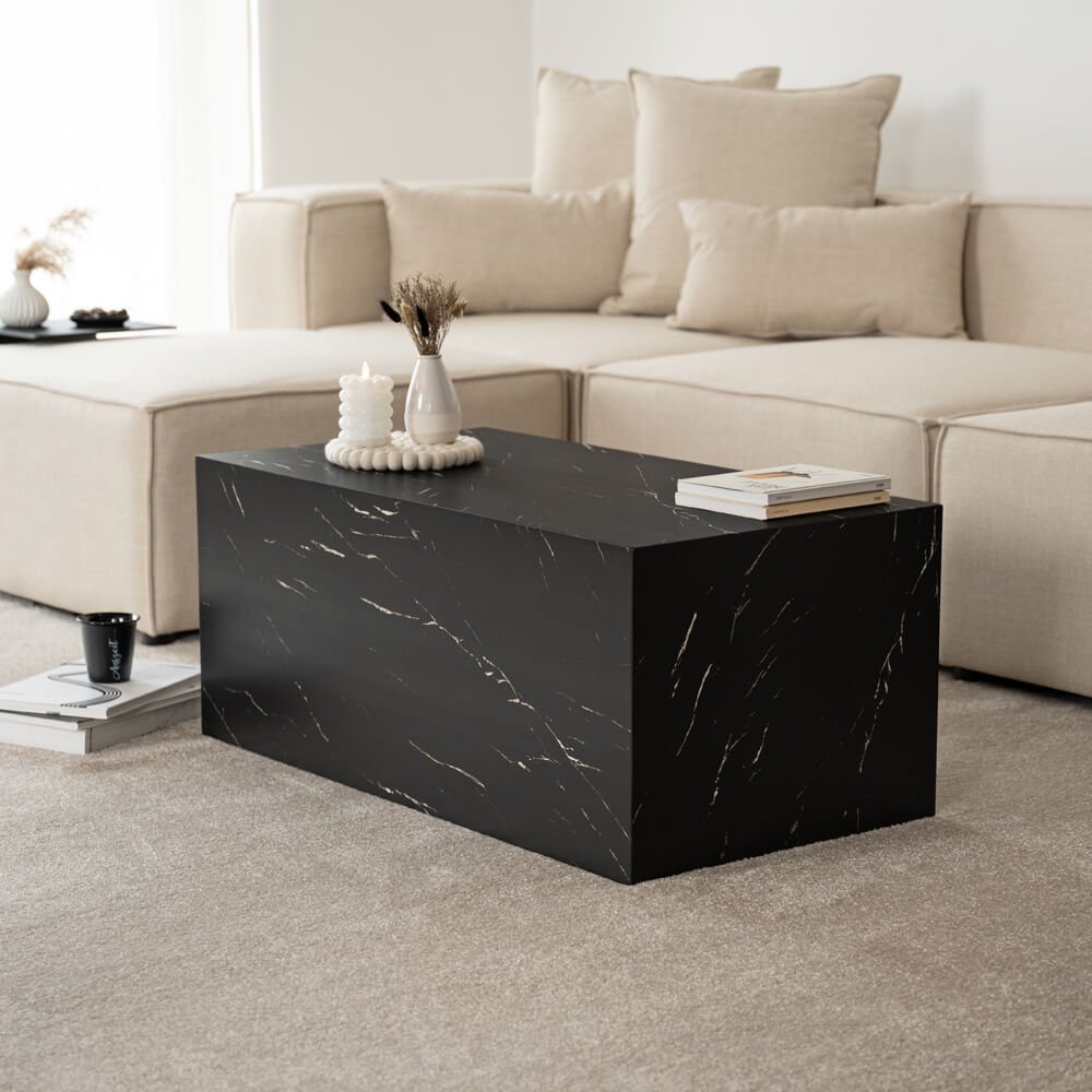 Couchtisch Marmor AMIRI L - 95 x 50 cm Schwarz