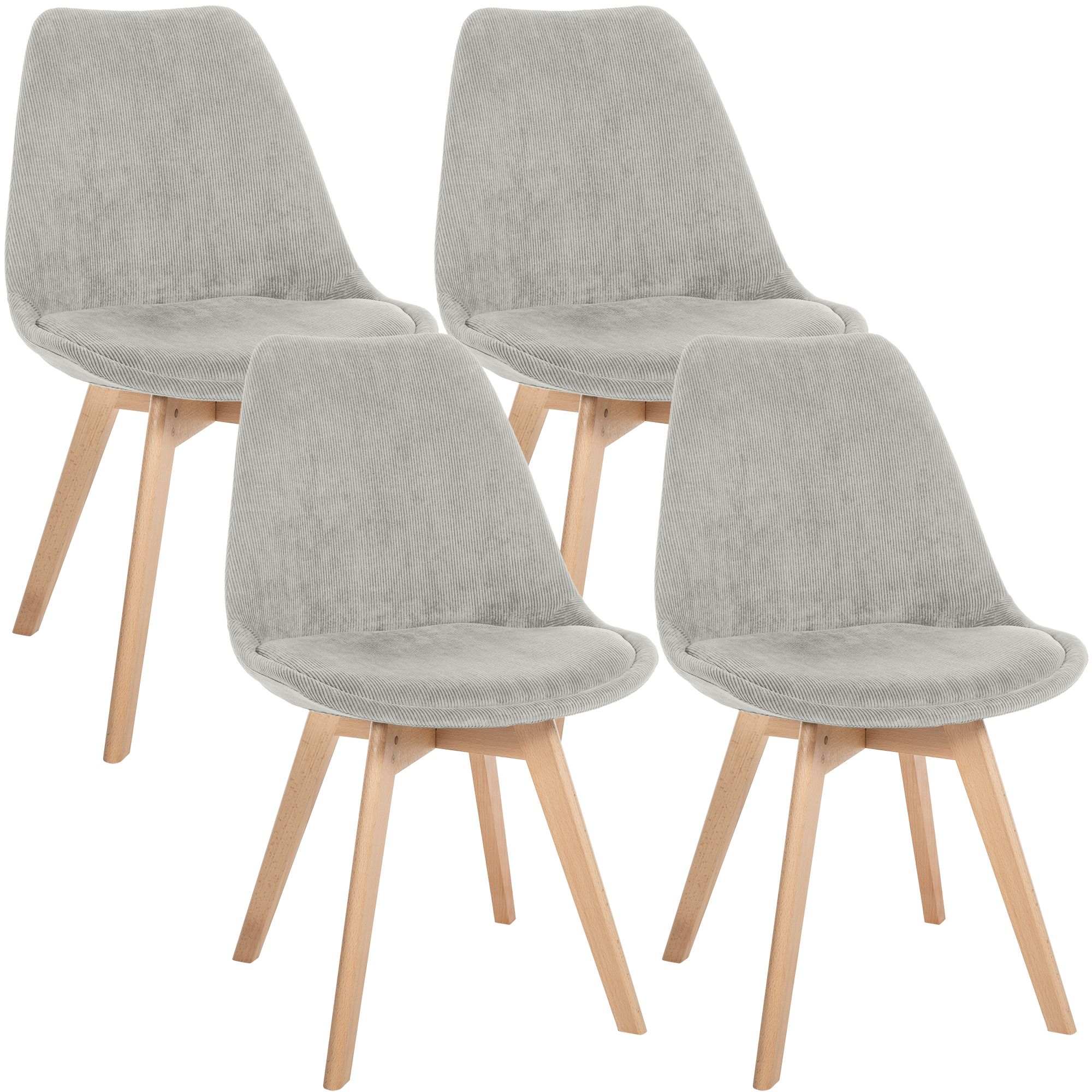 4er Set Stuhl Linares Cord, grau