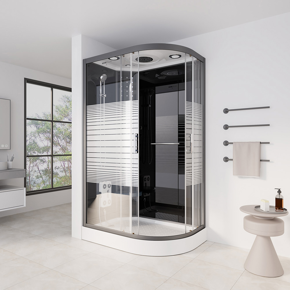 Duschkabine BLACK PEARL mit Regendusche - 120 x 80 cm Rechts