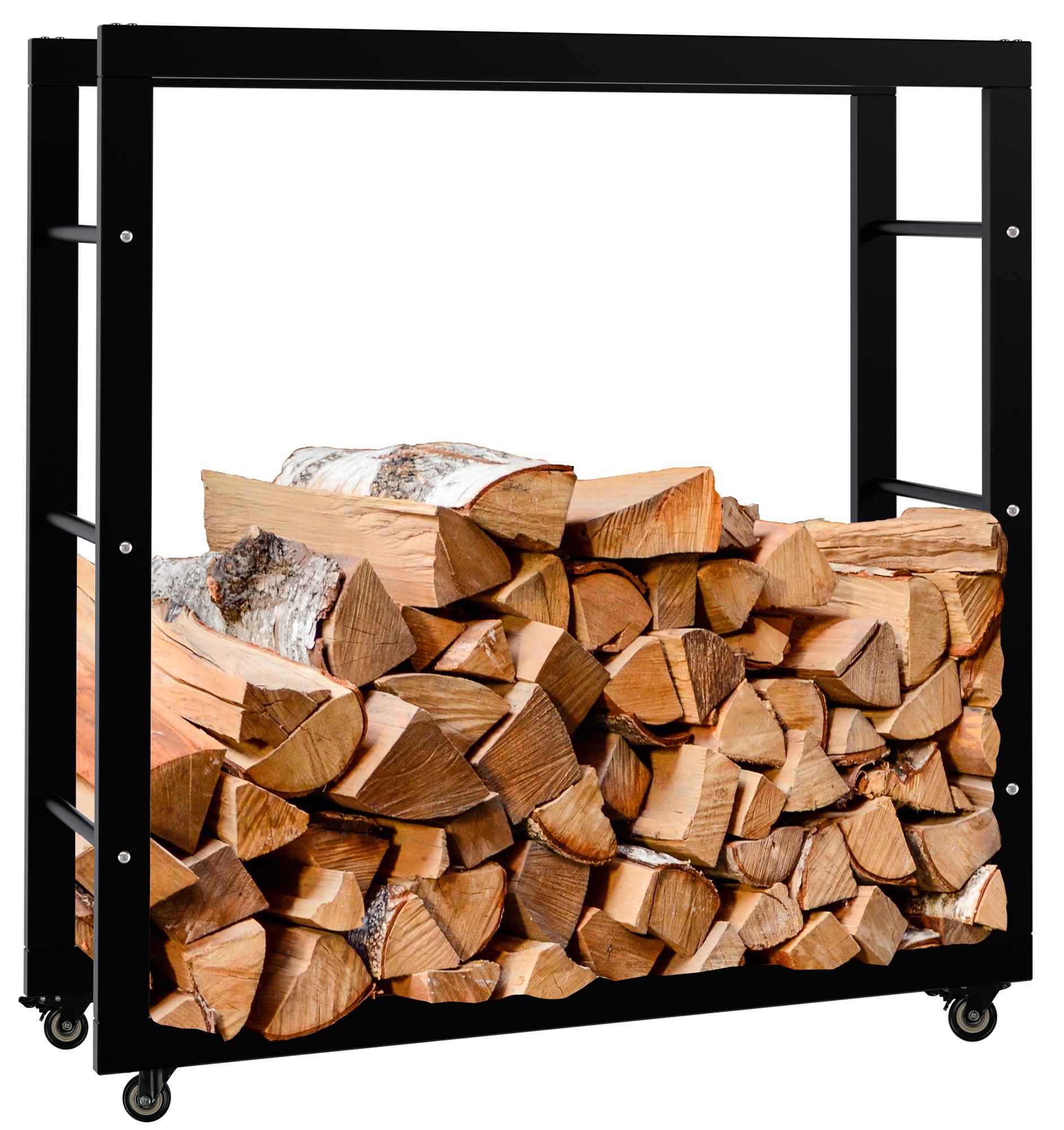 Kaminholzständer Keri mit Rollen 25x80x80, schwarz