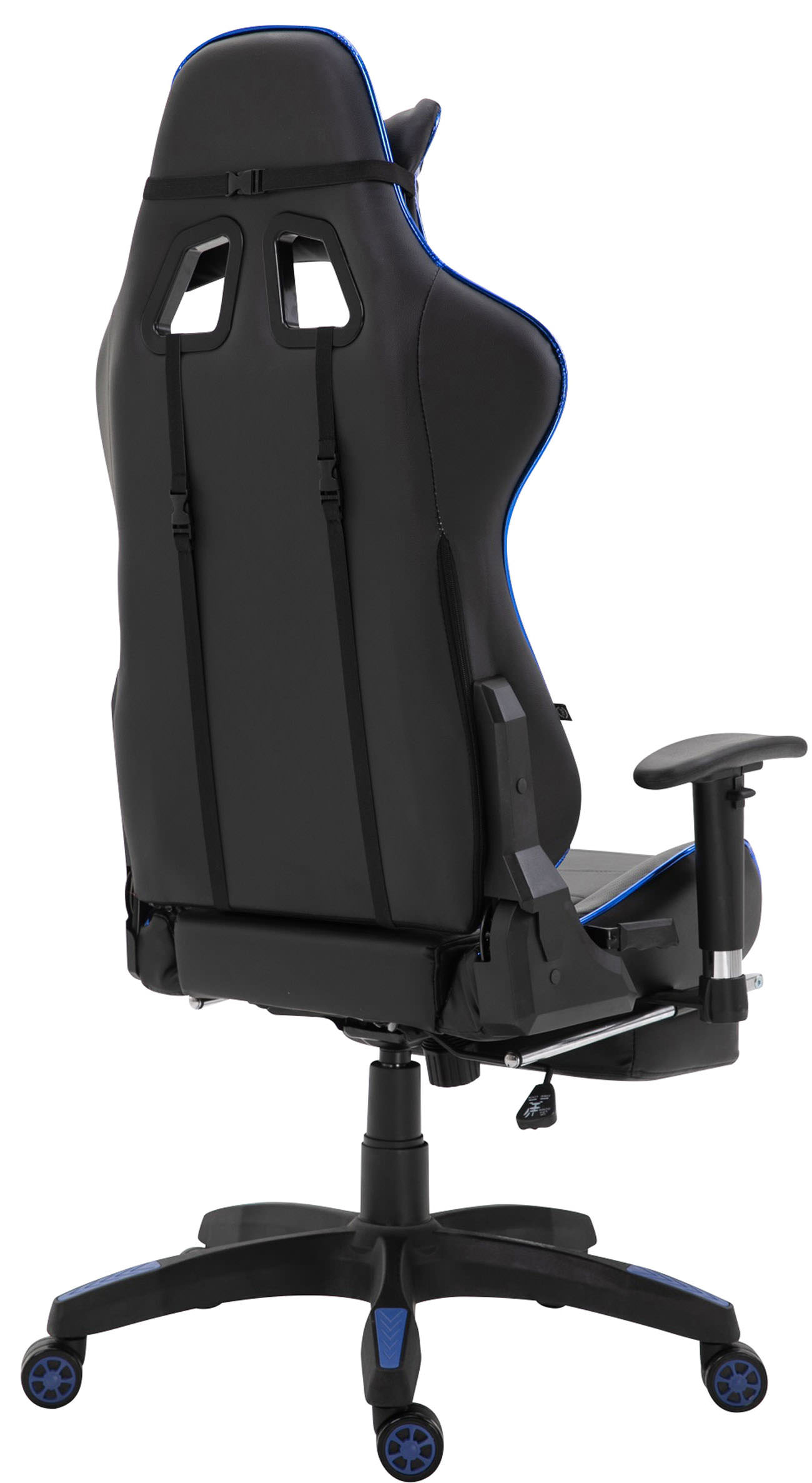 Racing Bürostuhl Turbo mit Fußablage glanz, schwarz/blau