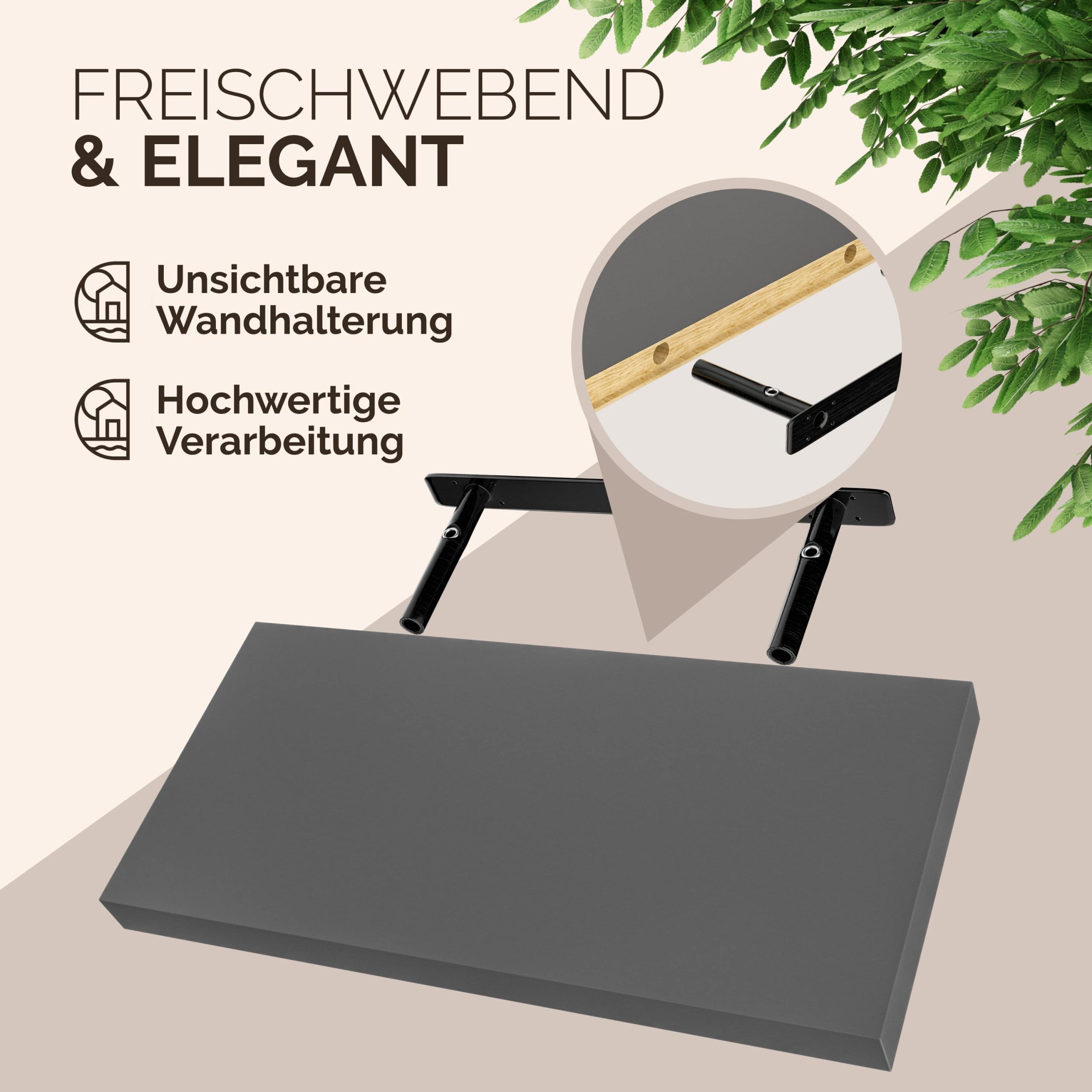 Wandregal Schweberegal 50cm Grau + Halterung