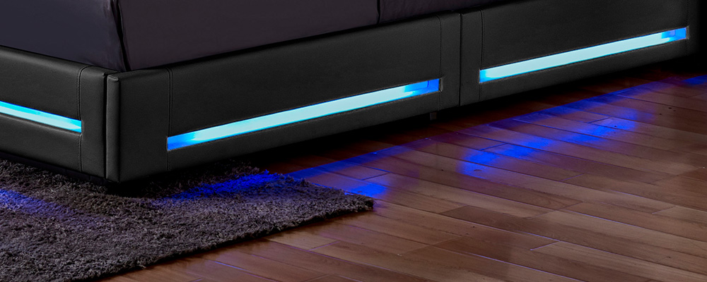 LED Bett ASTEROID - 160 x 200 cm Dunkelgrau