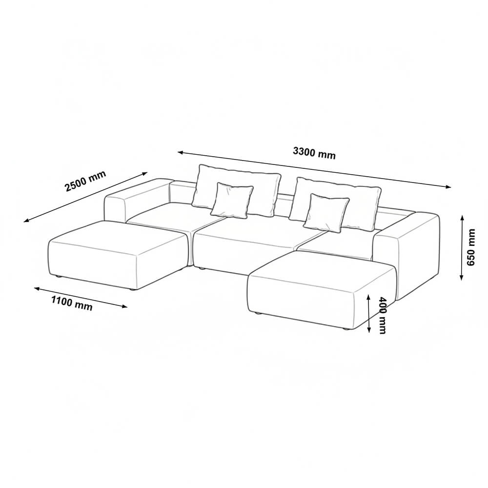 Modulares Outdoor Sofa ALAZIA Hellgrau - XXL