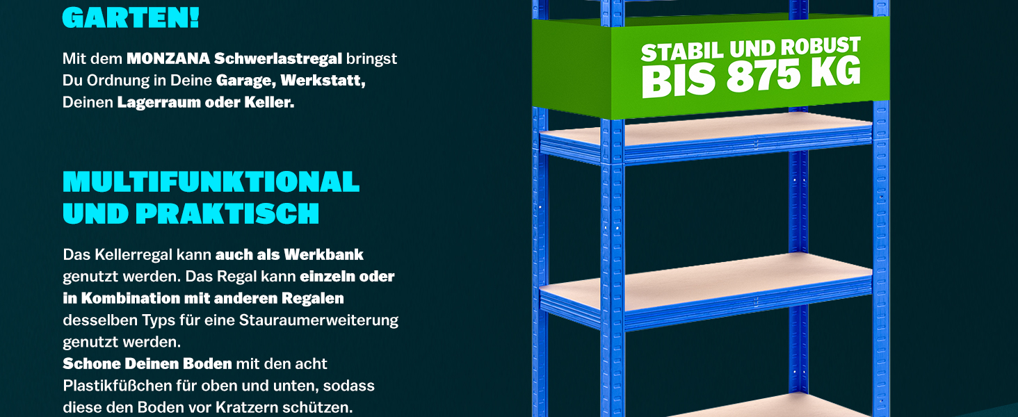 Schwerlastregal Blau 180x90x40cm pulverbeschichtet Tragkraft 875kg