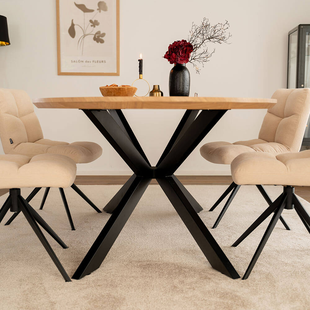 Esstisch Oval AVENTIS inkl. Sternfuß - 200 x 120 cm Fishbone Oak
