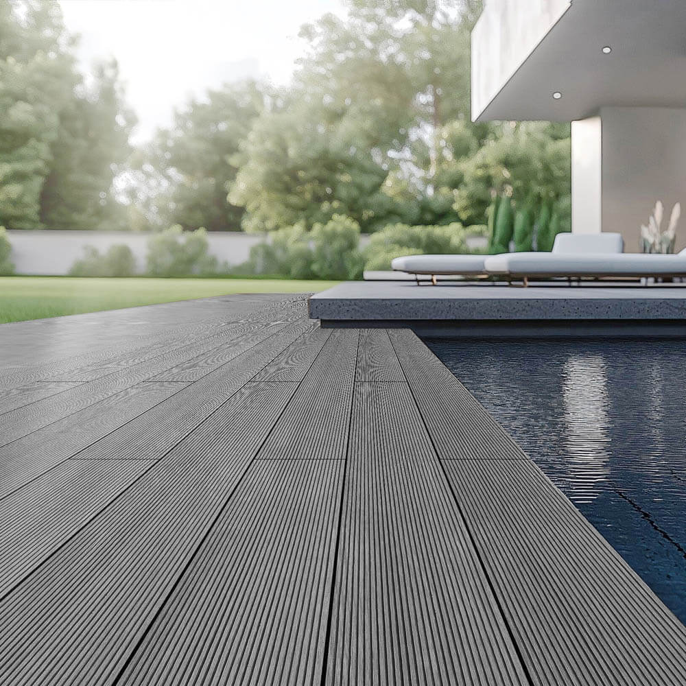 WPC Terrassendielen Komplettset (inkl. Unterkonstruktion) SAMANA - Hellgrau 30m²