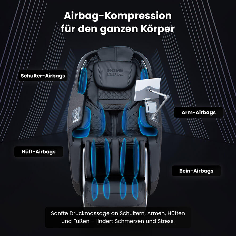 Massagesessel ALVINA mit Premium Webstoffpolsterung - Schwarz