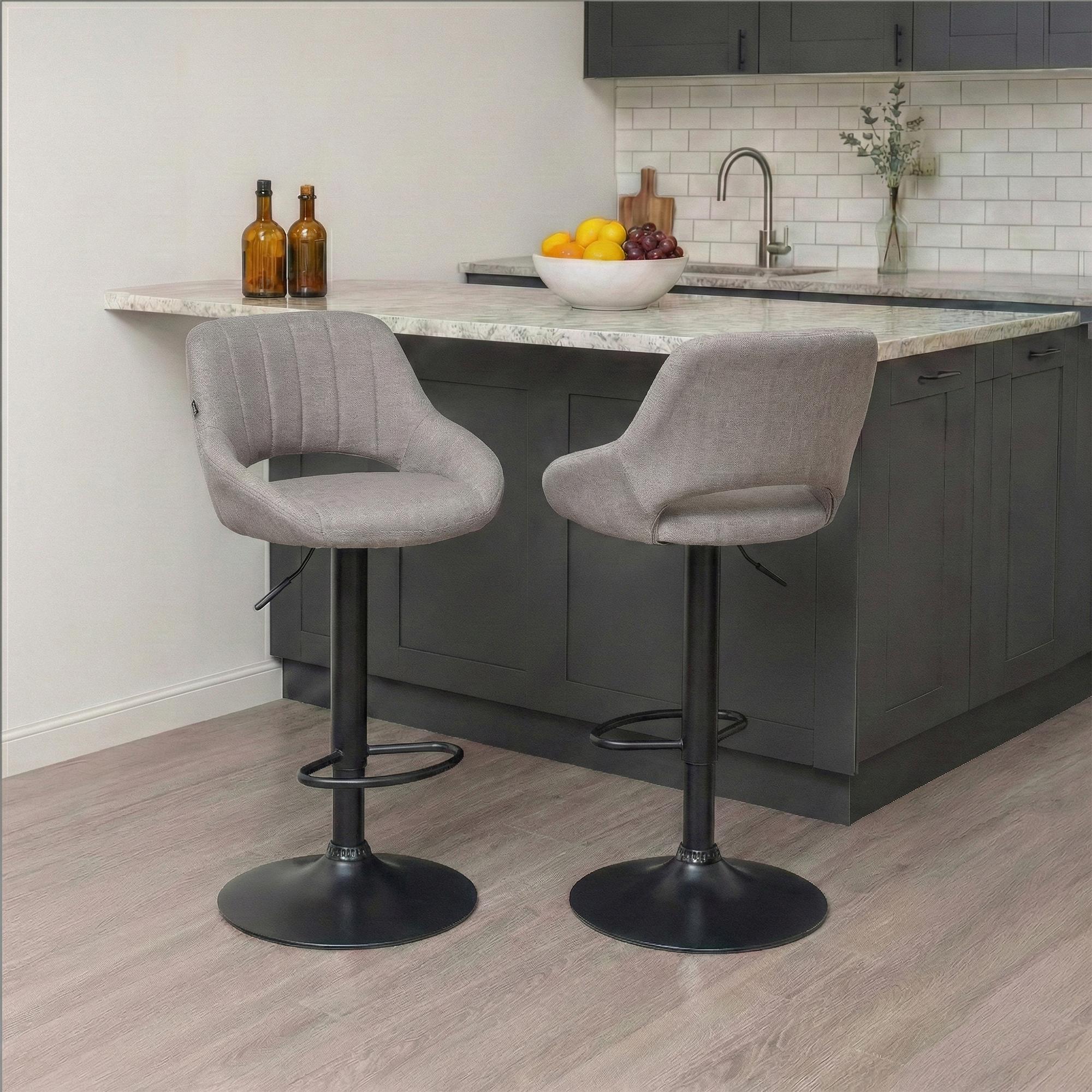 Barhocker Milet Stoff schwarz, grau