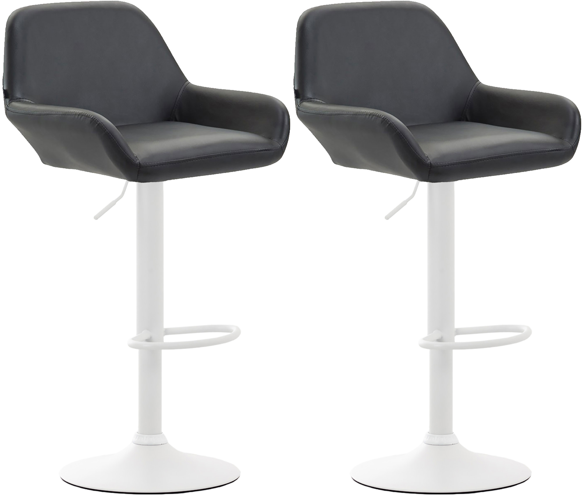 2er Set Barhocker Braga Kunstleder weiß, schwarz