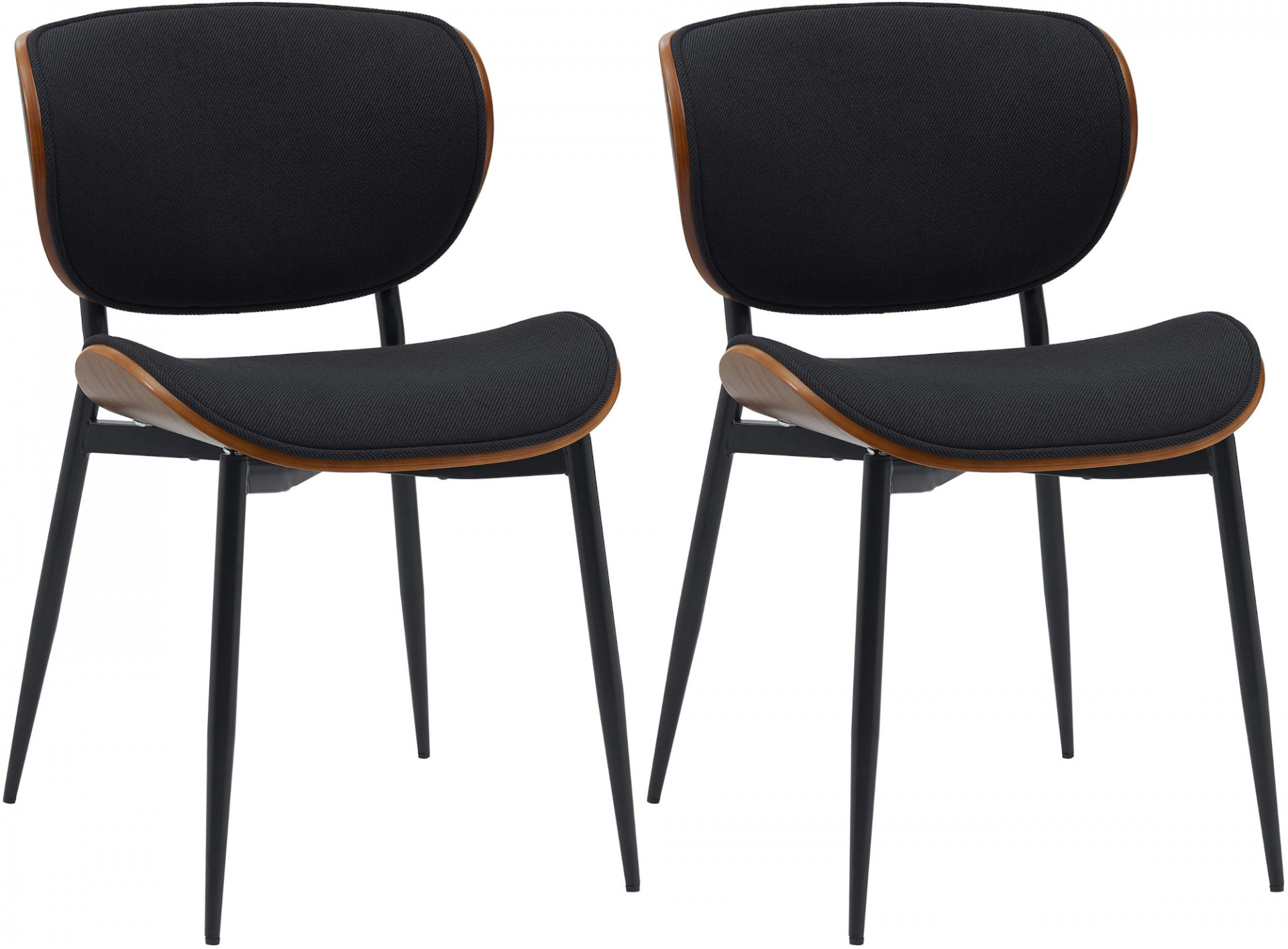 2er Set Esszimmerstuhl Enid Stoff, walnuss/schwarz