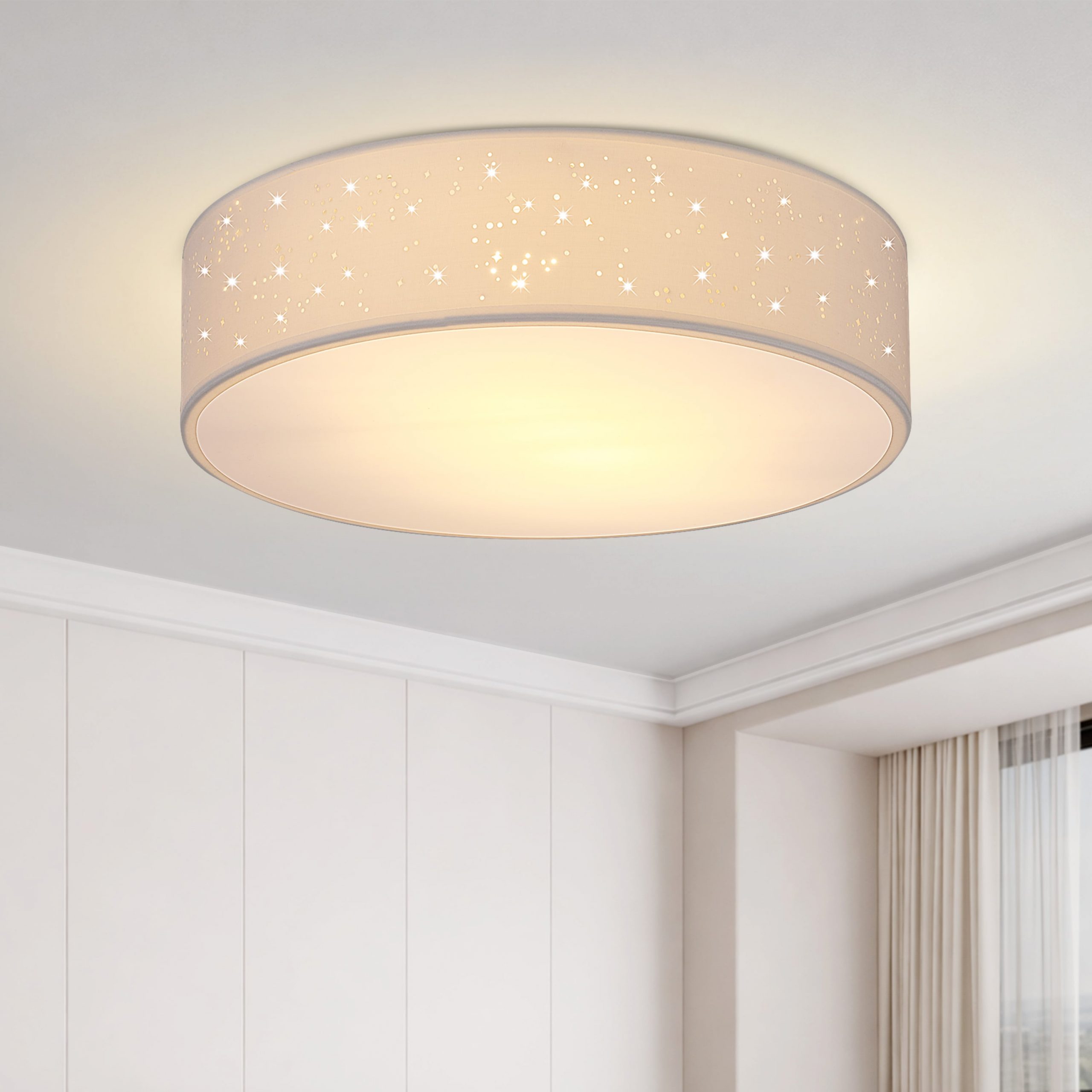 Deckenlampe Weiß Stoff Ø38cm Sternenhimmel