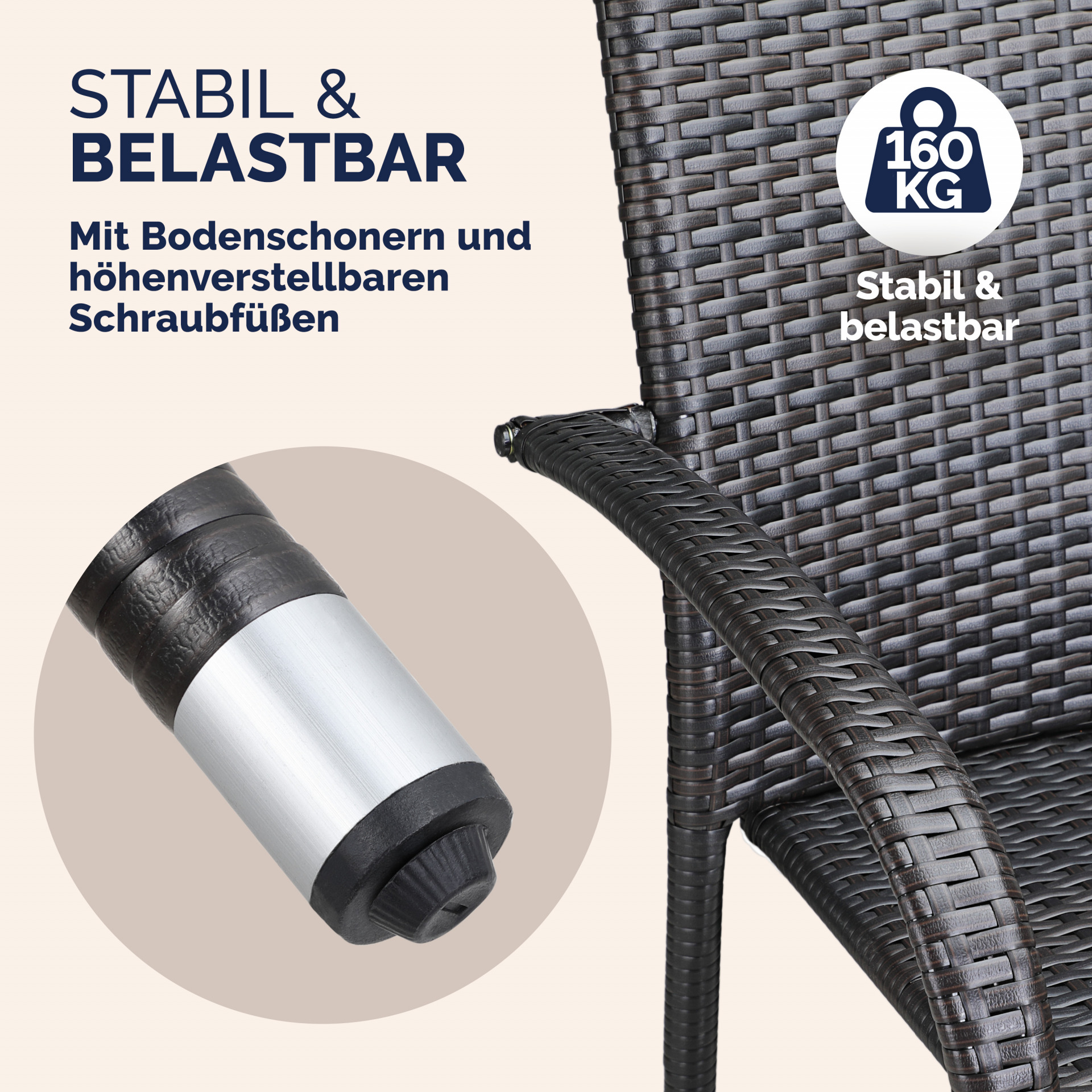 Polyrattan Stapelstuhl Comfort 4er-Set Braun