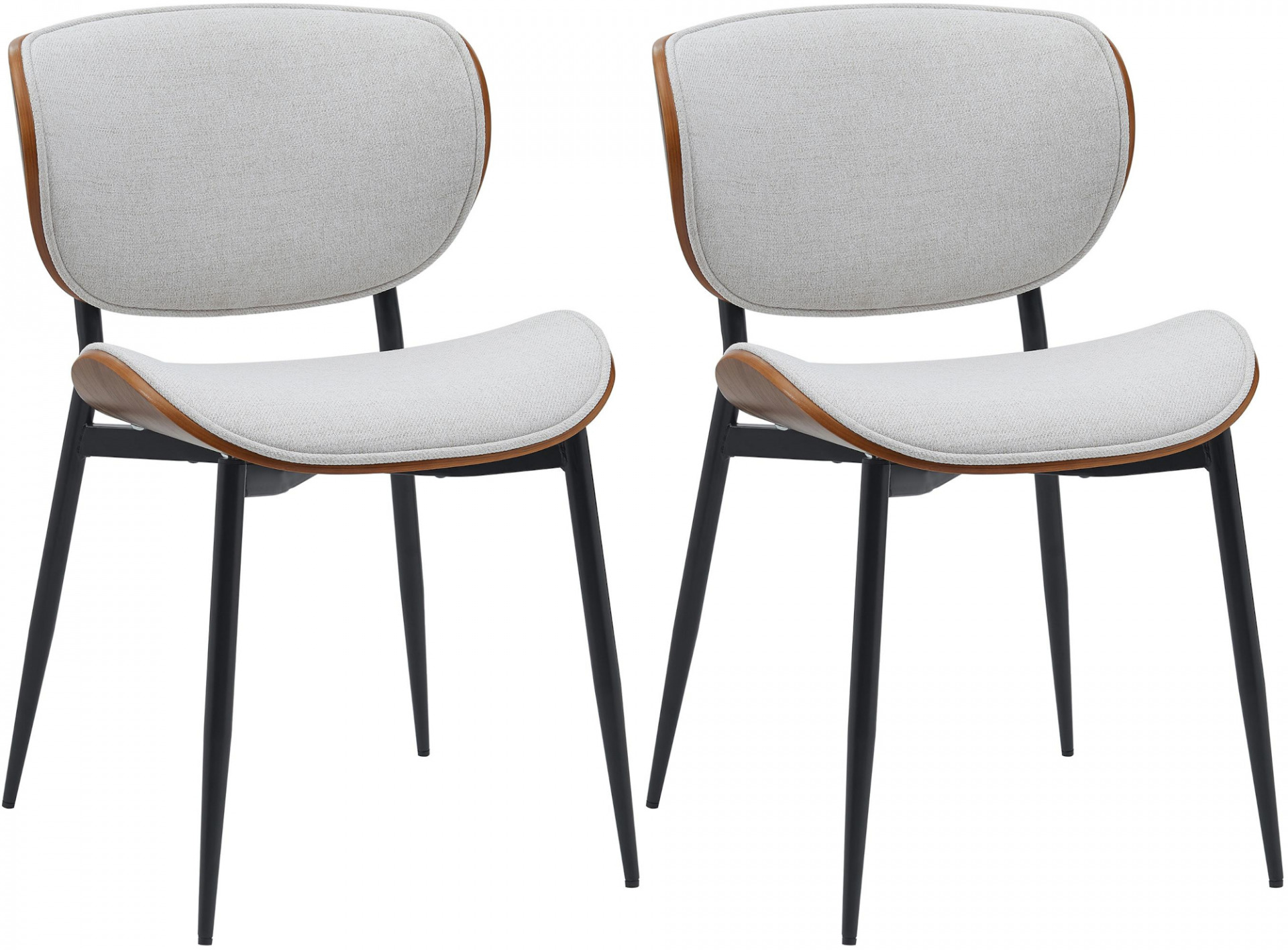 2er Set Esszimmerstuhl Enid Stoff, walnuss/creme