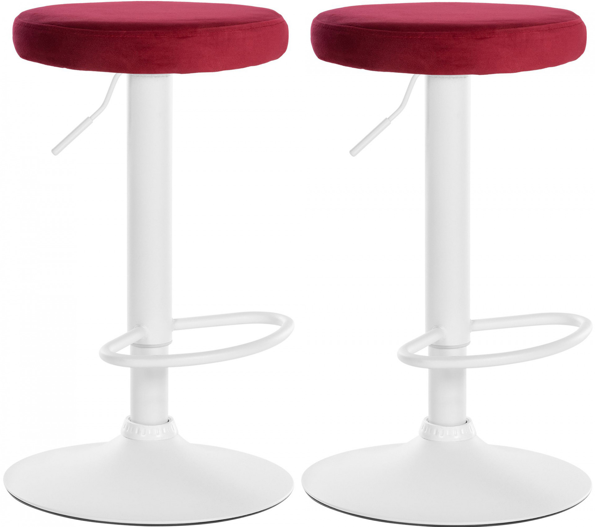 2er Set Barhocker Ponte Samt weiß, rot