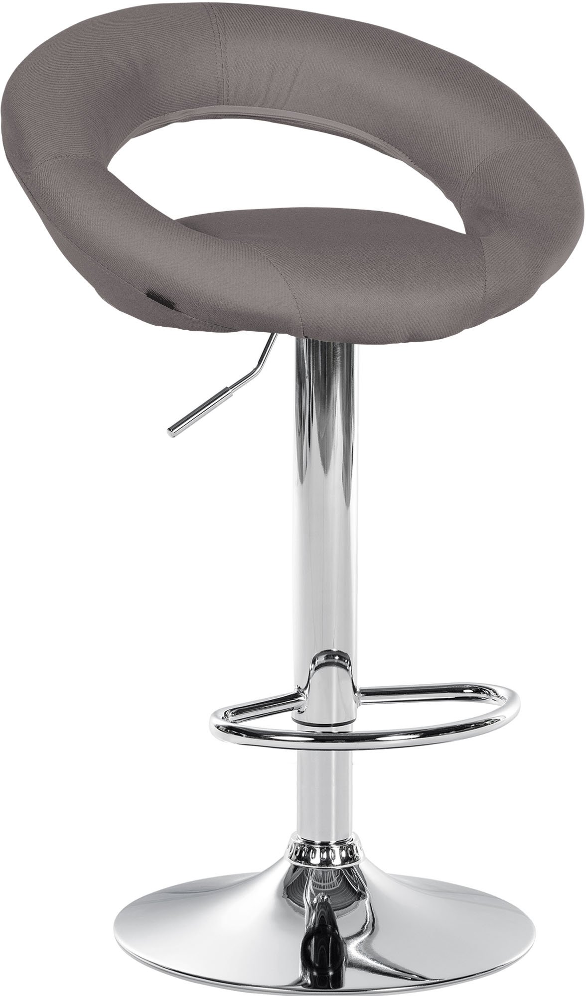 Barhocker Olinda Stoff chrom, grau