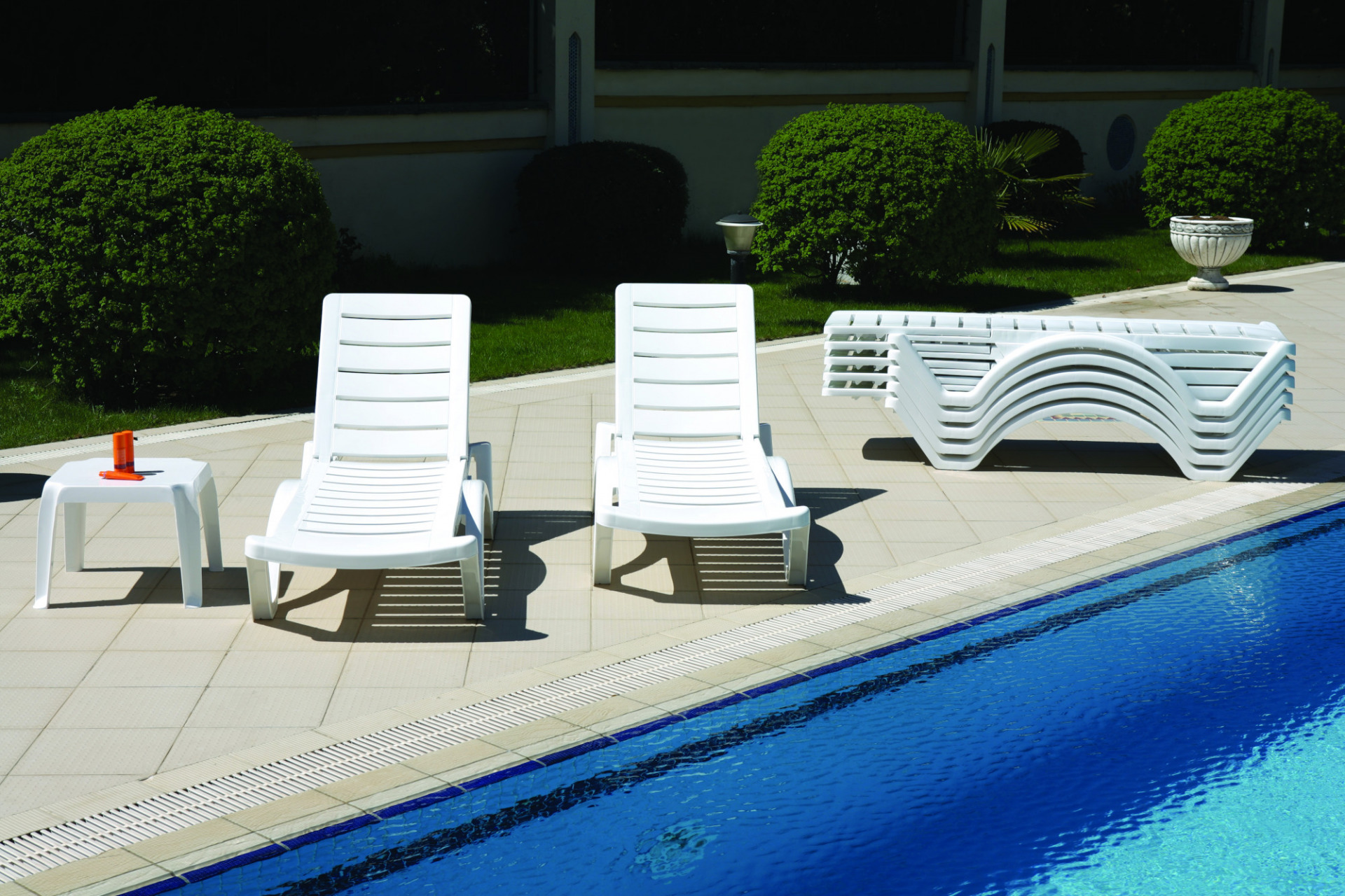 4er Set Sonnenliege Aqua, weiß
