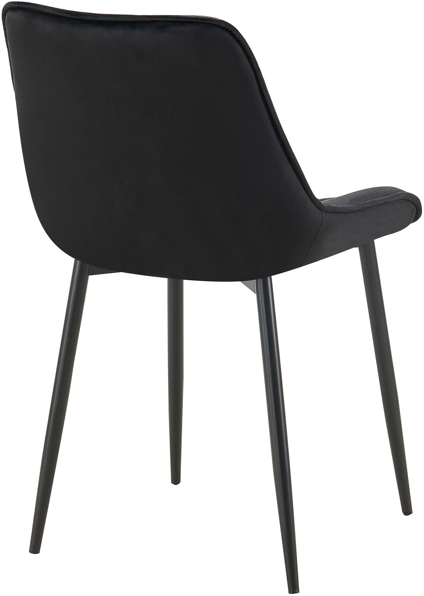 2er Set Esszimmerstuhl Wallace Samt, schwarz