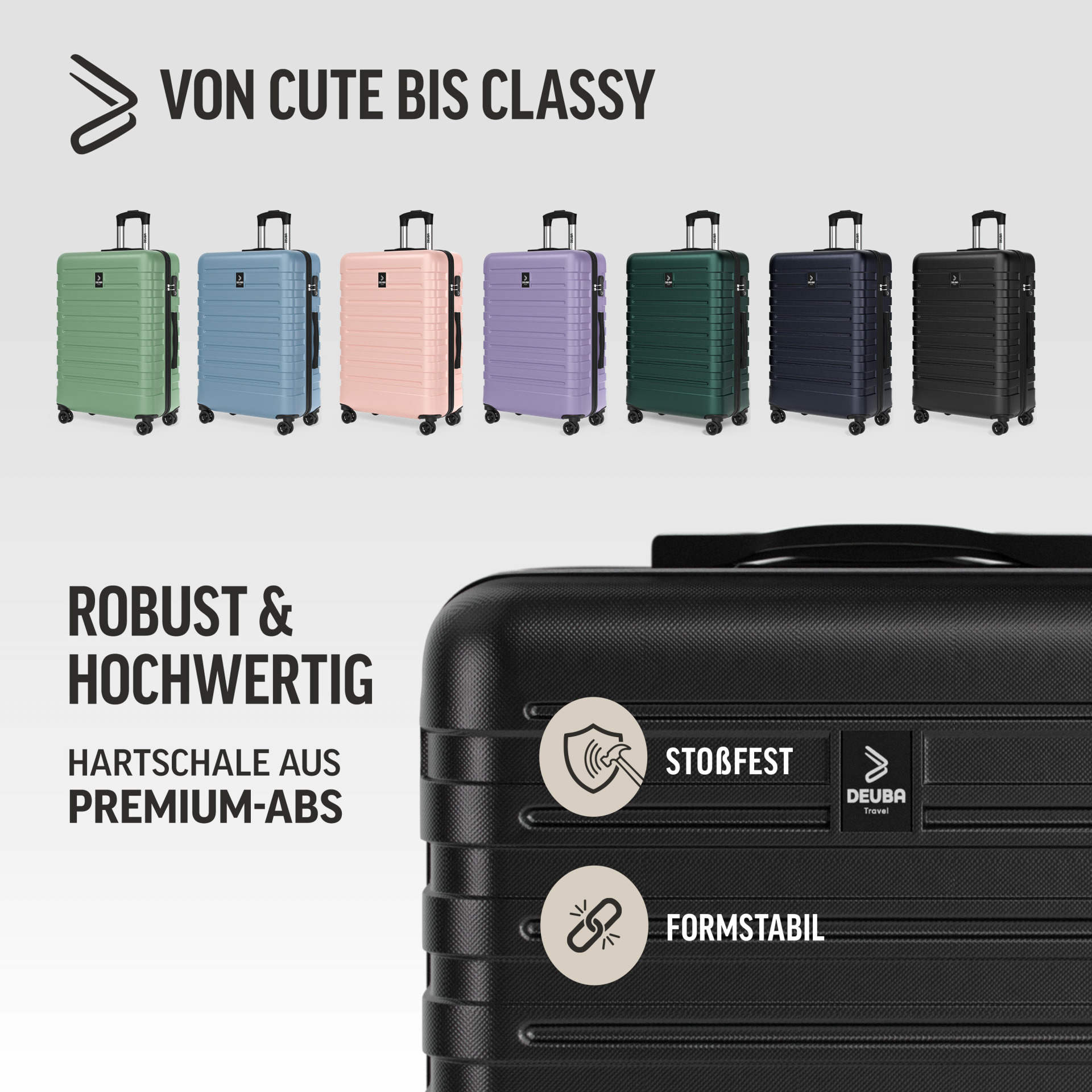 Hartschalenkoffer New York Set 3-tlg Schwarz Rollen 360º ABS