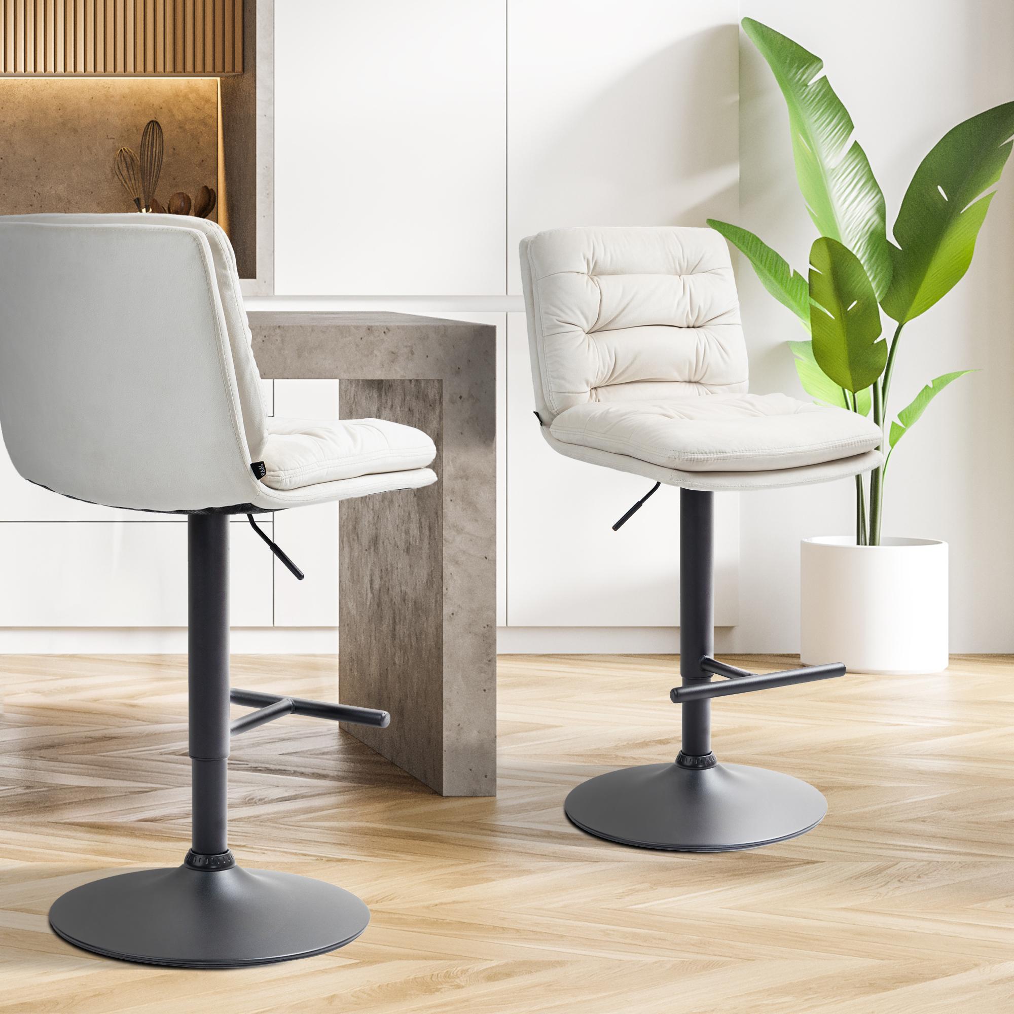 Barhocker Damar Samt schwarz, creme