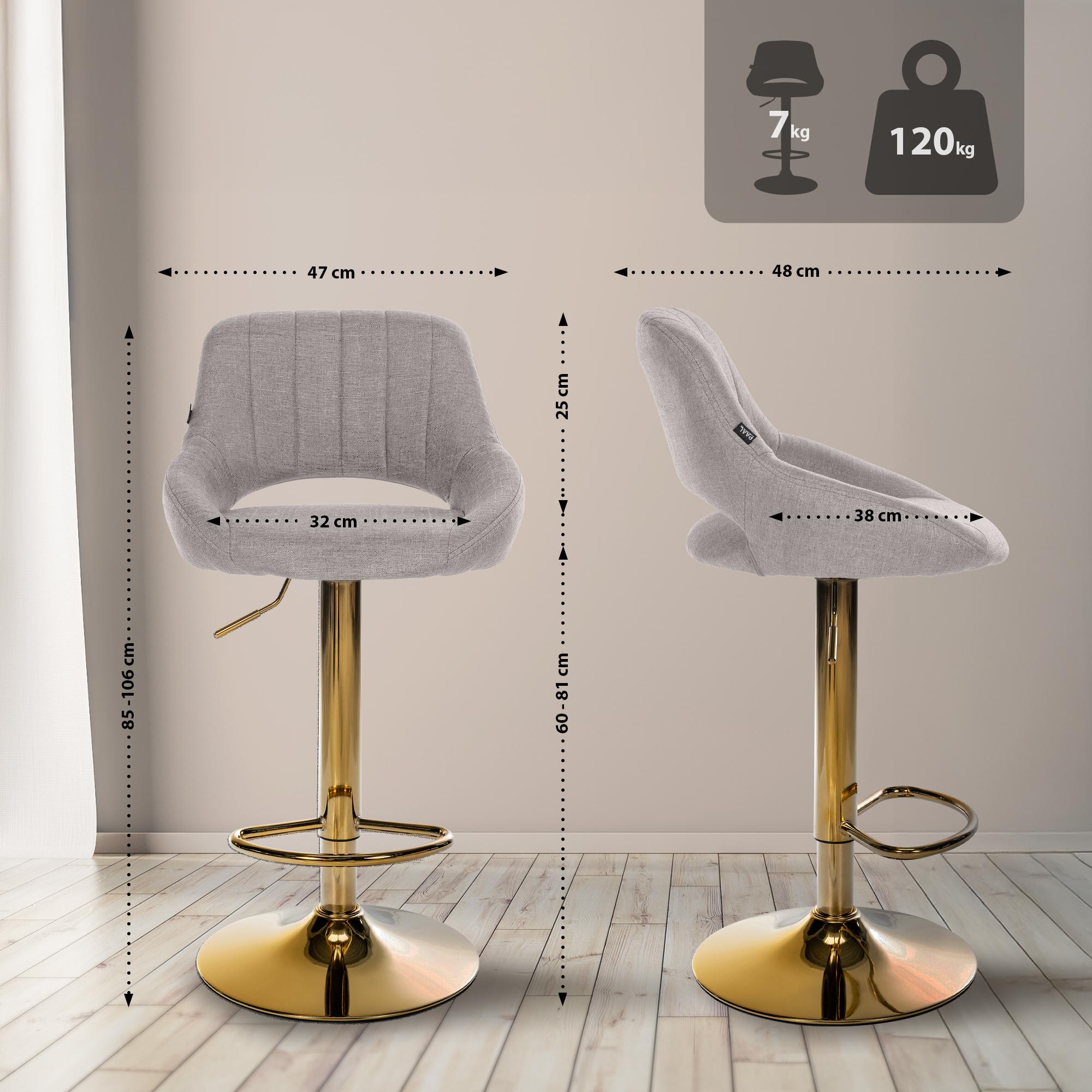 2er Set Barhocker Milet Stoff G, grau