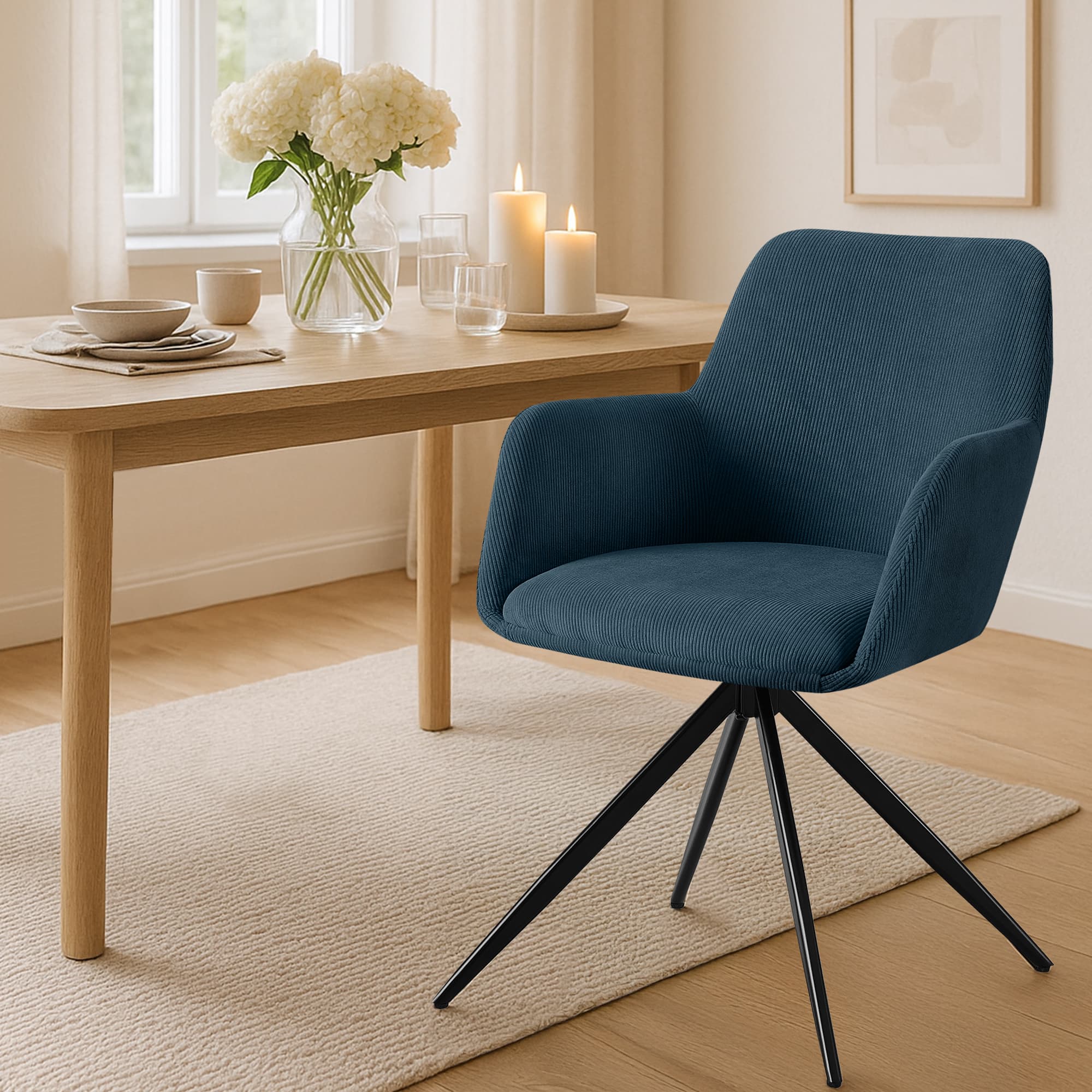 Esszimmerstuhl Olema Cord, blau