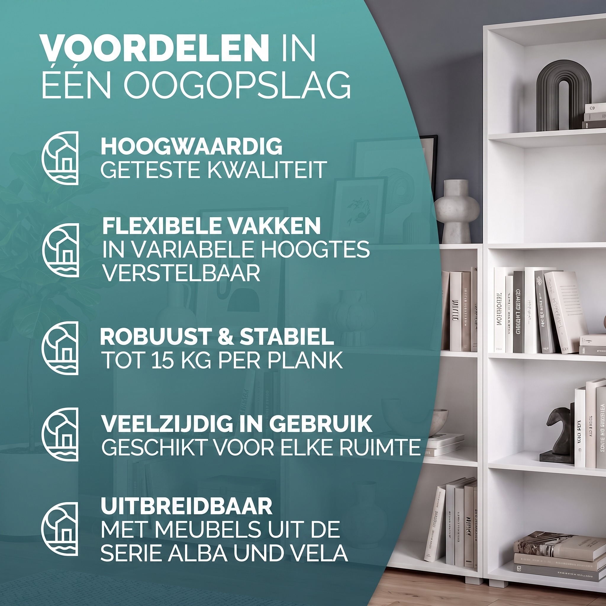 Bücherregal Vela Weiß 5 Fächer