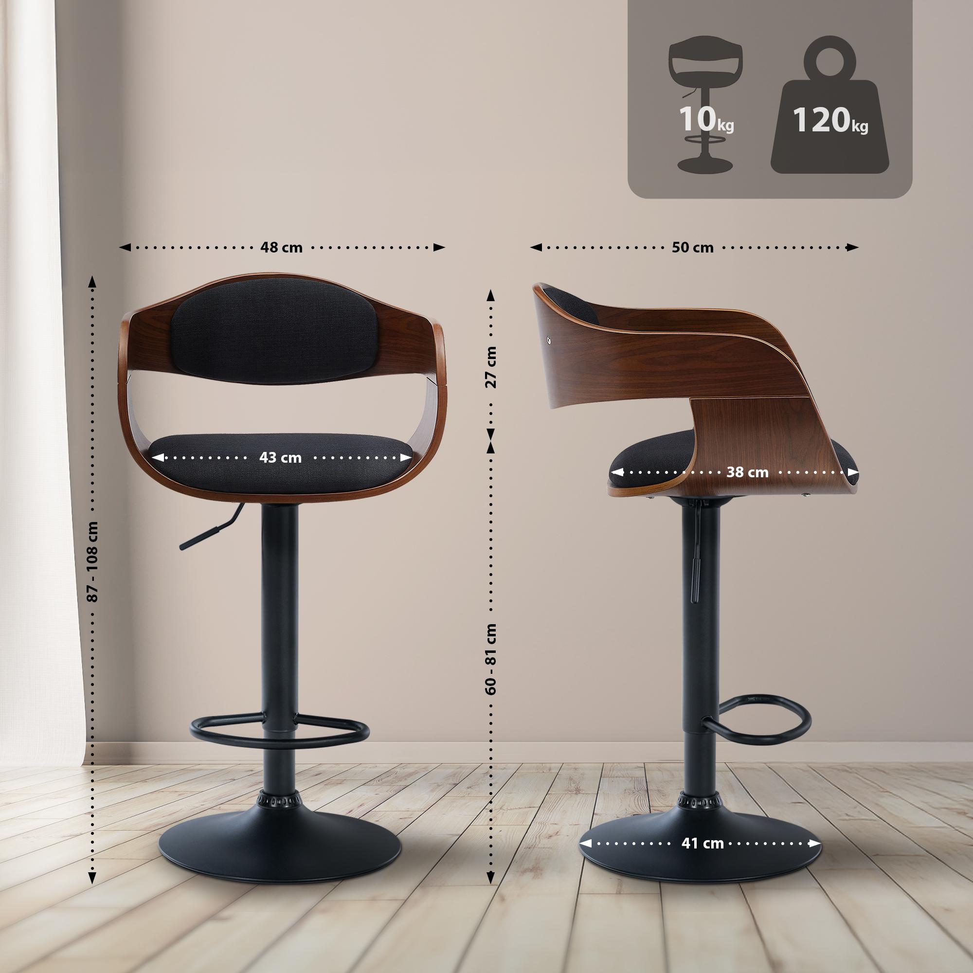 2er Set Barhocker Kingston B Stoff, walnuss/schwarz