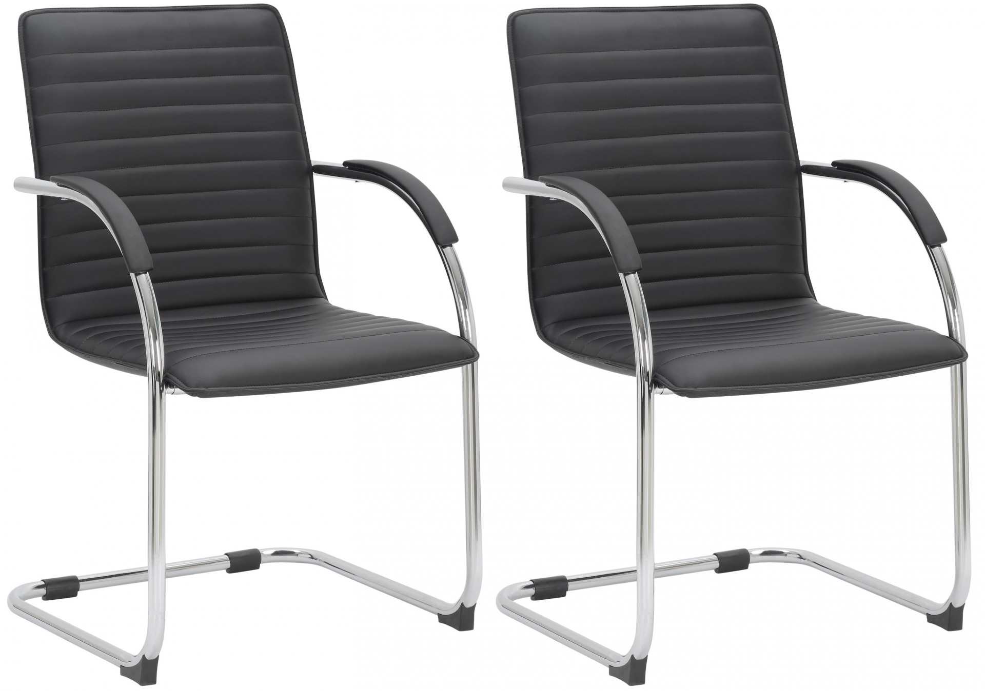 2er Set Besucherstühle Tira Kunstleder, schwarz