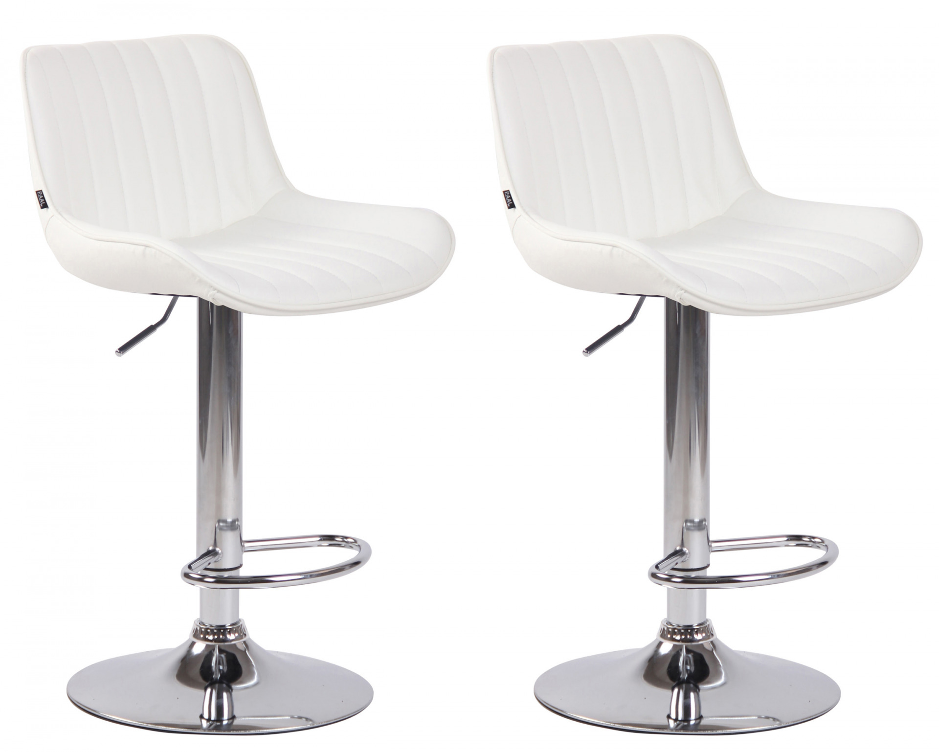2er Set Barhocker Lentini Kunstleder chrom, weiß