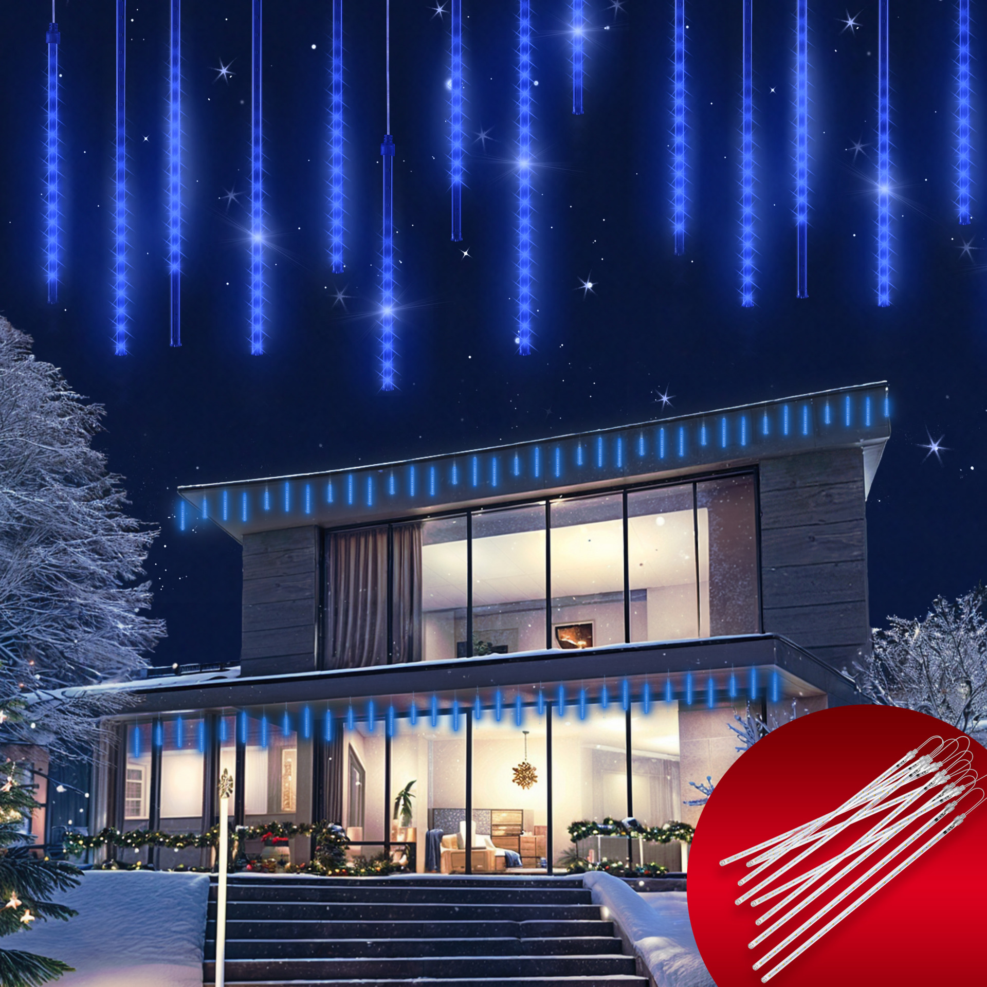 Lichterkette Weihnachten Diamantenregen Blau