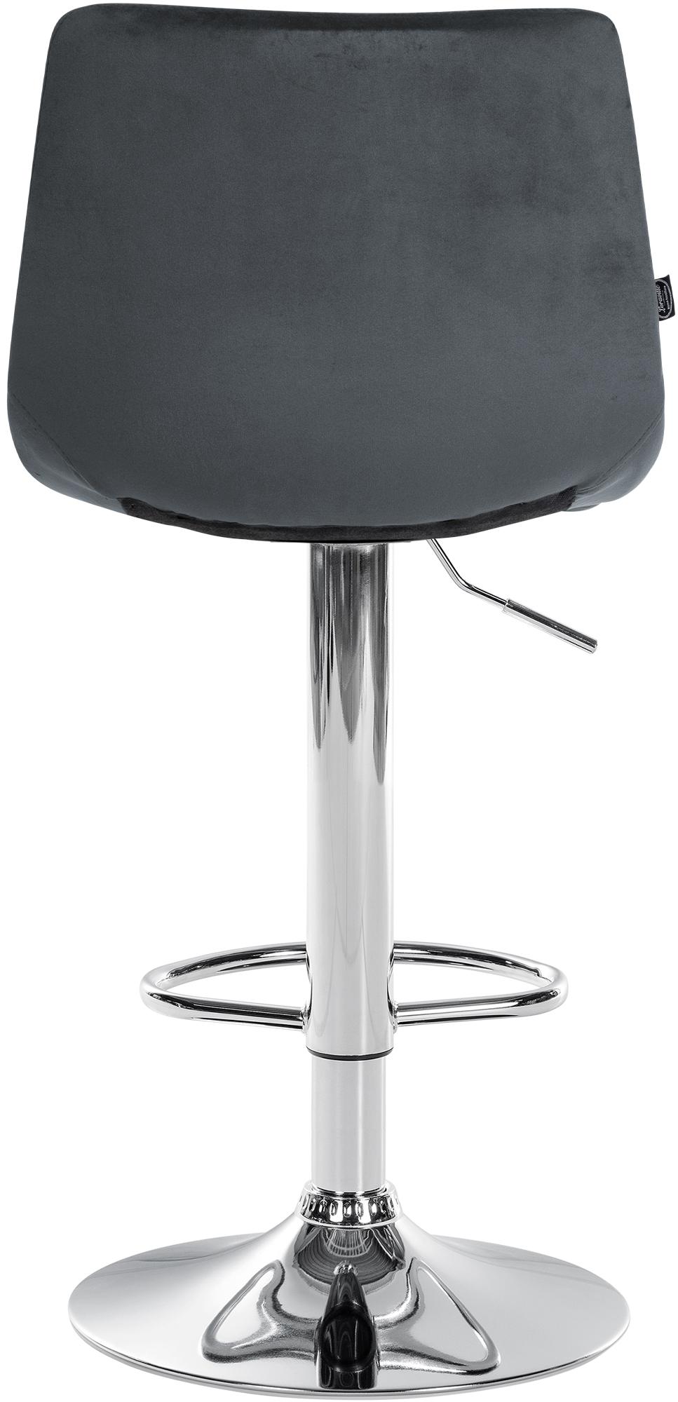 2er Set Barhocker Jerry Samt chrom, dunkelgrau